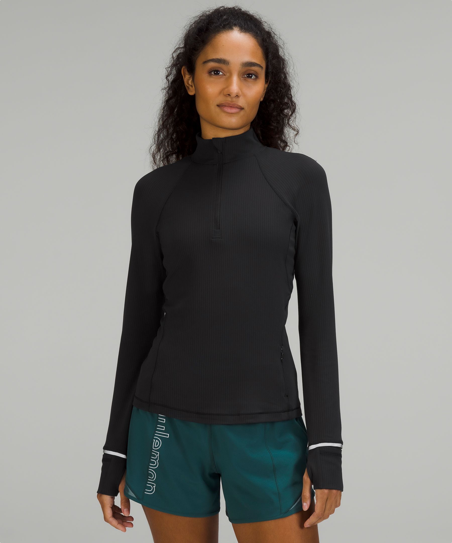 It's Rulu Ribbed Half Zip, Long Sleeve Tops