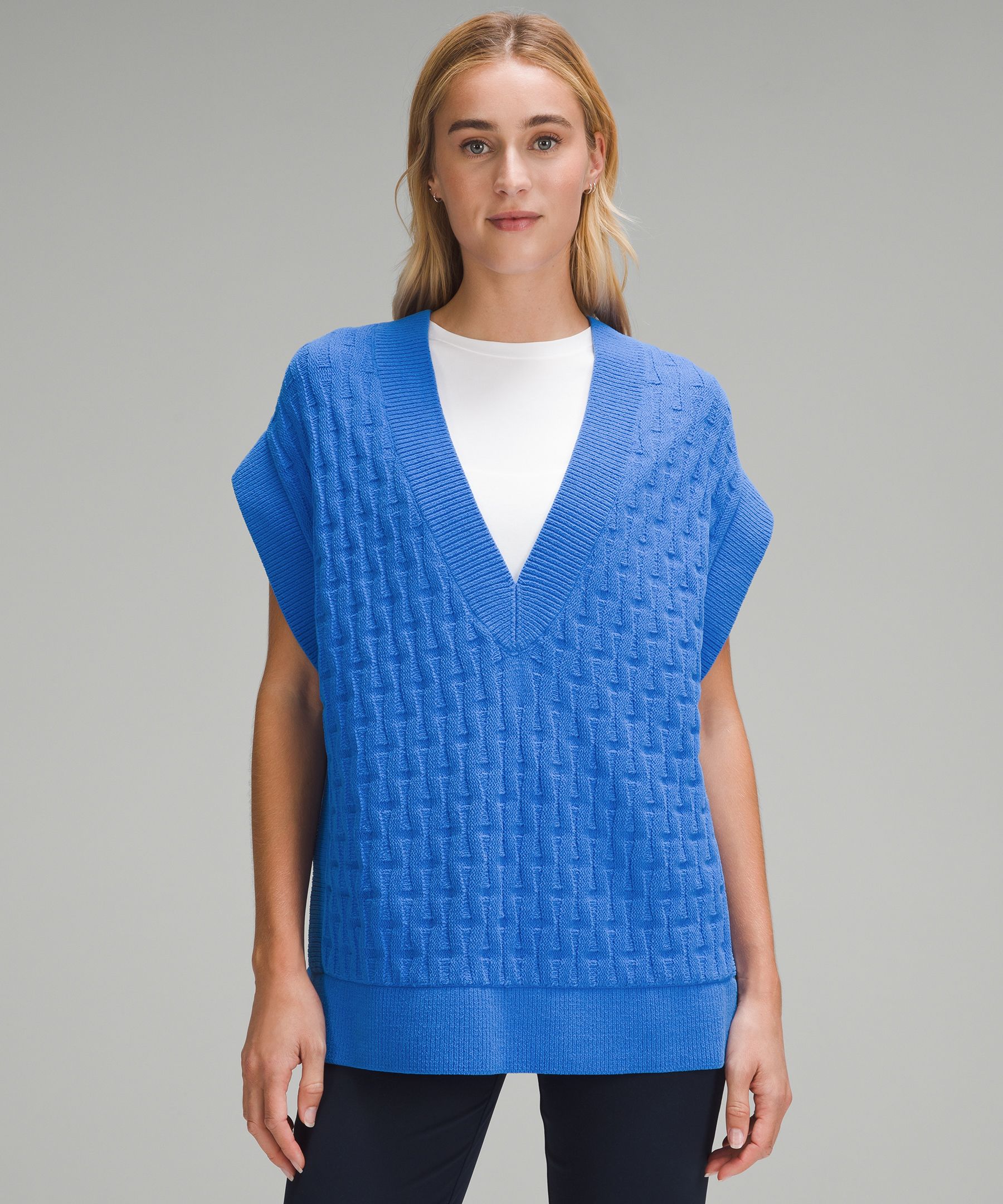 Blue knit vest best sale