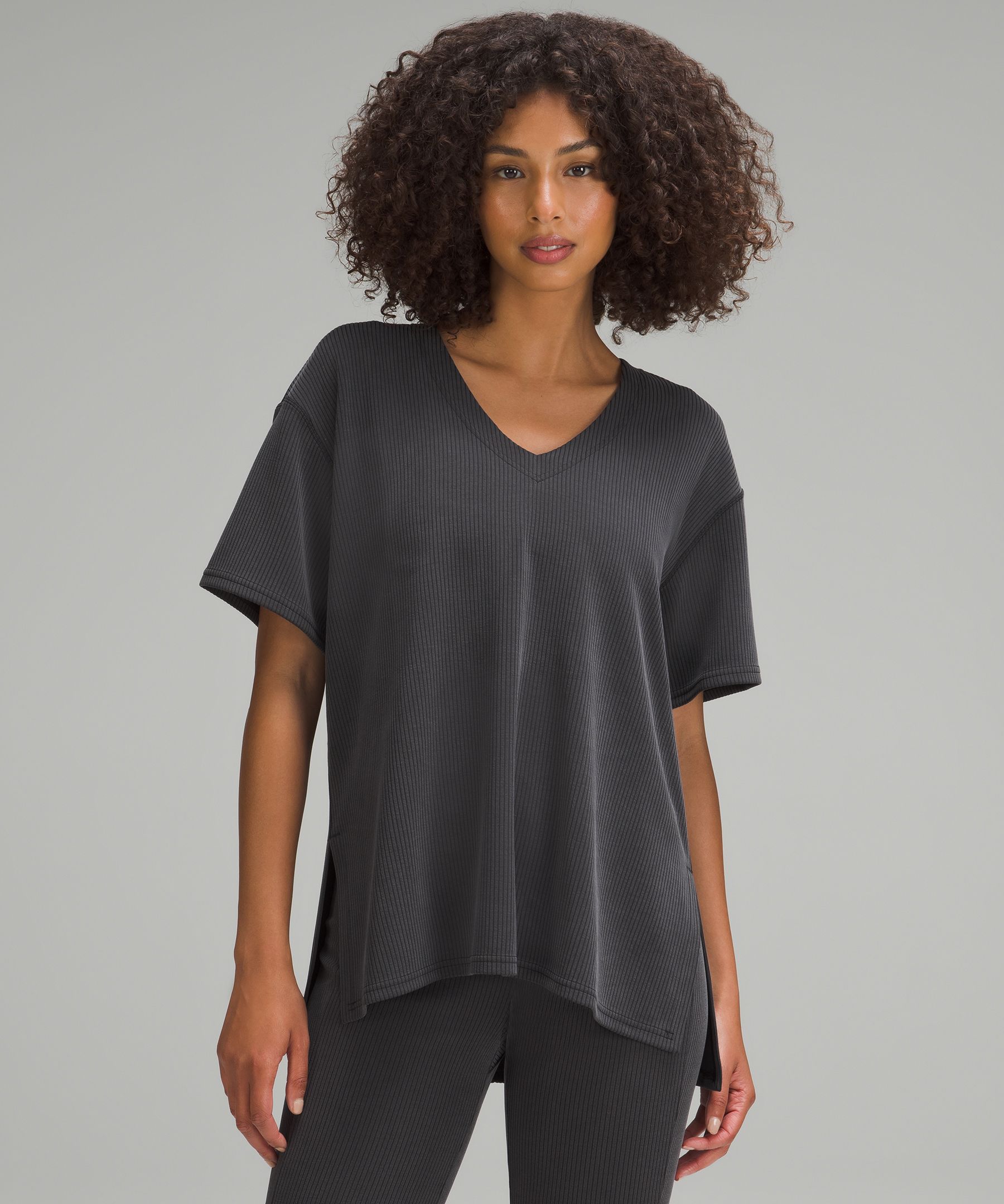 Fit Review Friday! In-Store Try-Ons Lululemon Ribbed Softstreme High-Rise  Short 2 inch, Ribbed Softstreme Relaxed Fit T-Shirt, Ribbed Softstreme  Belted Wrap