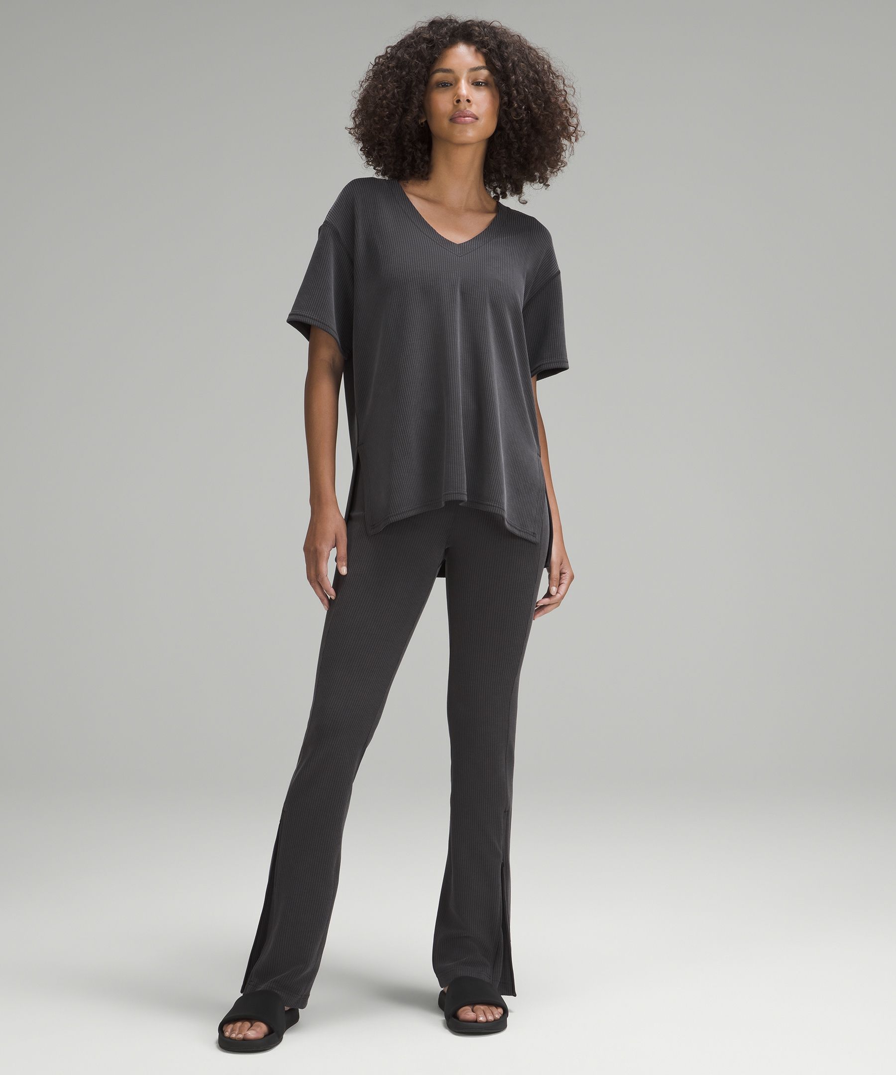 Fit Review Friday! In-Store Try-Ons Lululemon Ribbed Softstreme High-Rise  Short 2 inch, Ribbed Softstreme Relaxed Fit T-Shirt, Ribbed Softstreme  Belted Wrap