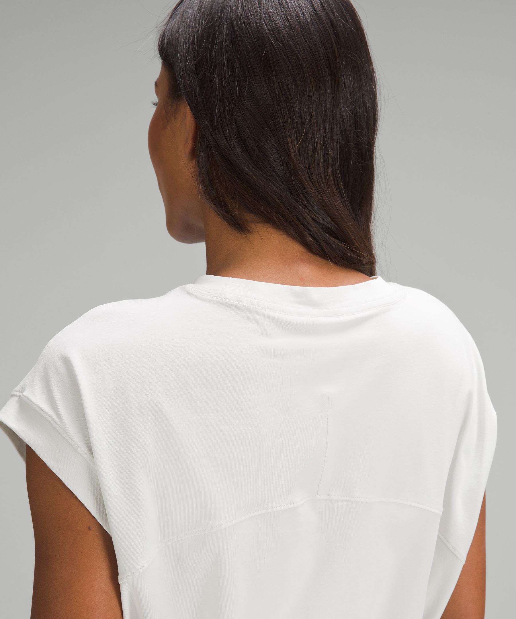 Wide-Sleeve Gathered Hem T-Shirt