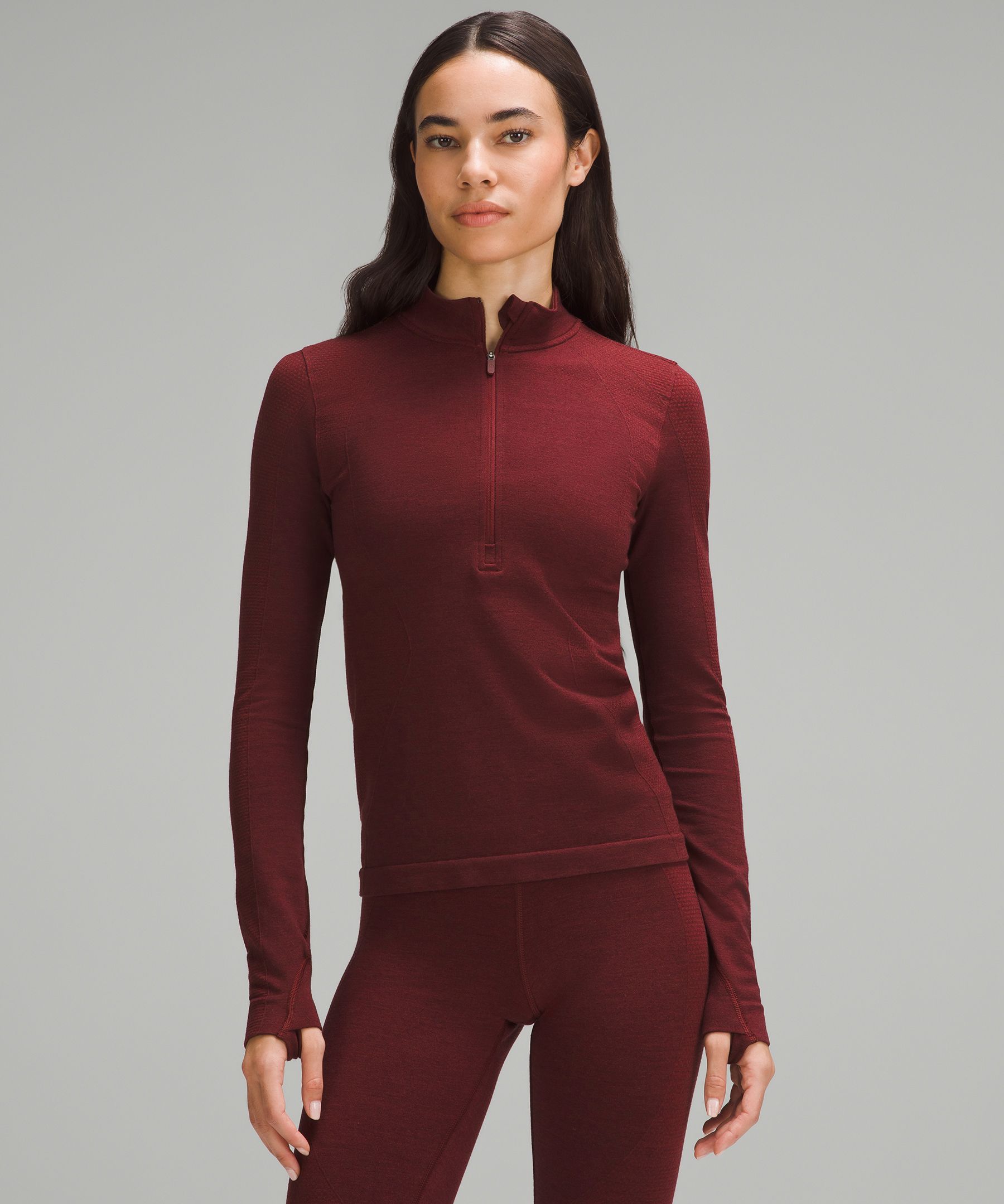 Lululemon athletica Merino Wool-Blend Base Layer Half Zip, Women's Long  Sleeve Shirts