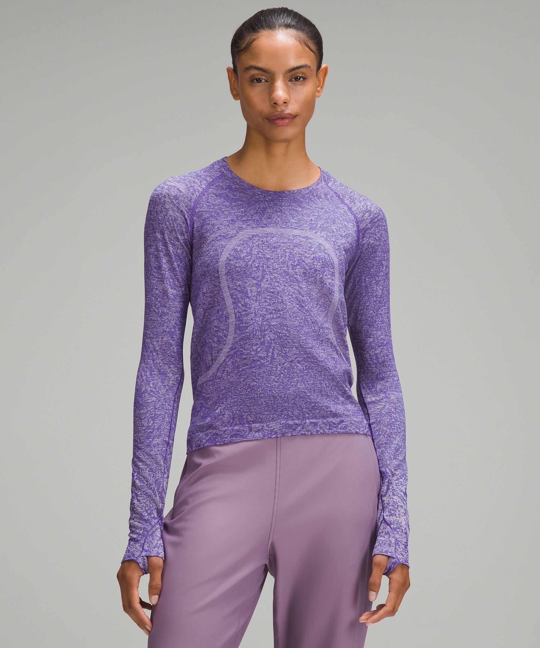 Lululemon Running and Training Swiftly Tech Long-Sleeve Shirt 2.0 Race Length - Purple - Size 8