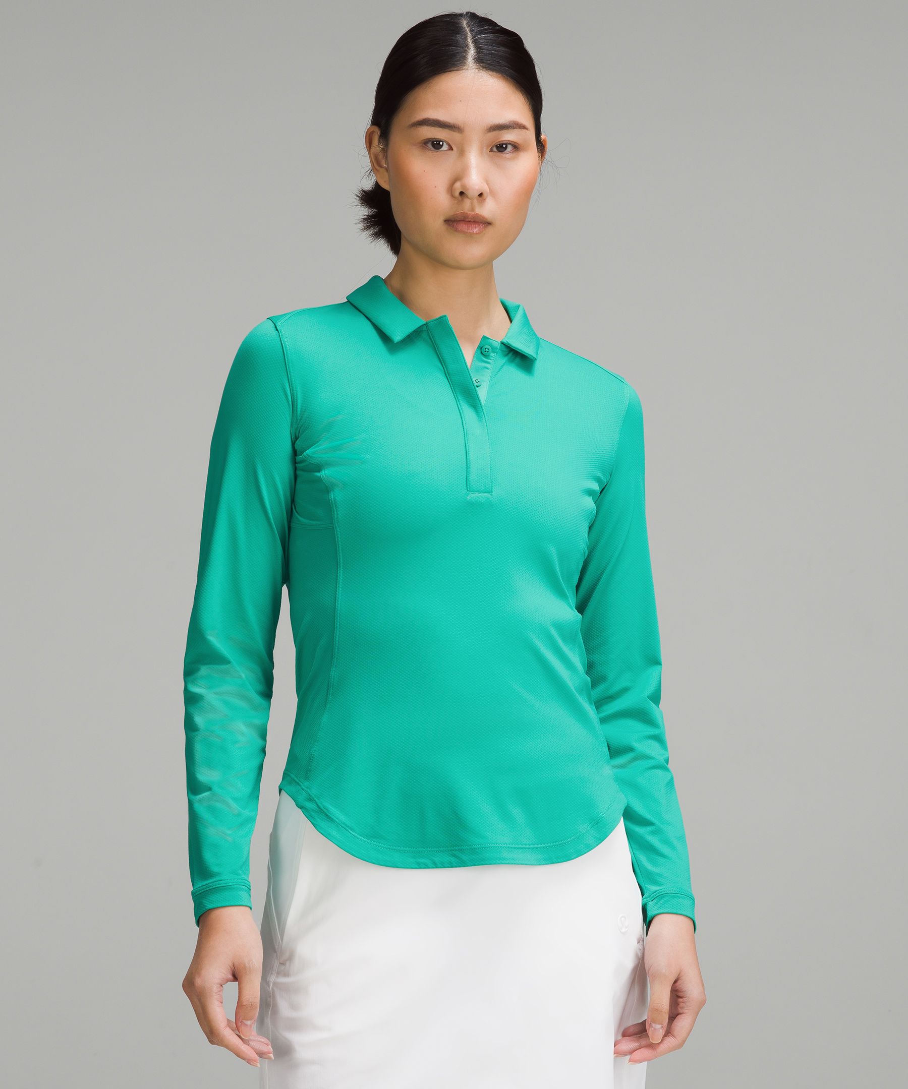 Womens long sleeve golf top in Green