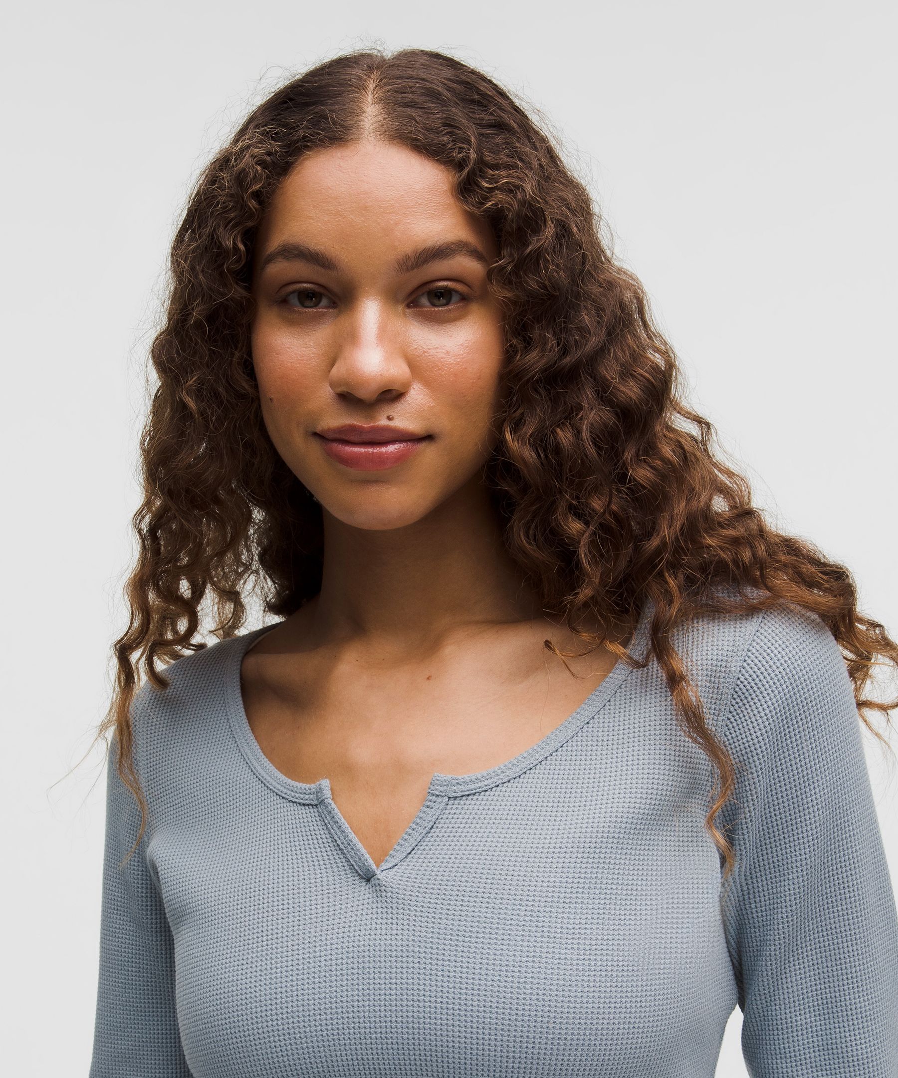 Cotton-Blend Henley Long-Sleeve Shirt