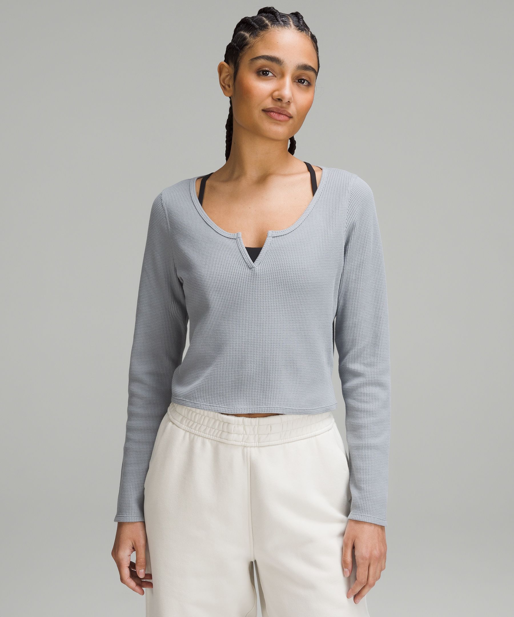 Cotton-Blend Henley Long-Sleeve Shirt