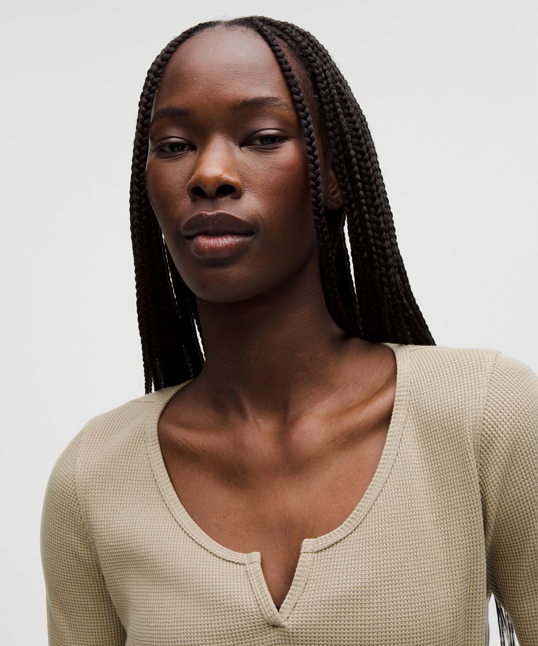 Cotton-Blend Henley Long-Sleeve Shirt