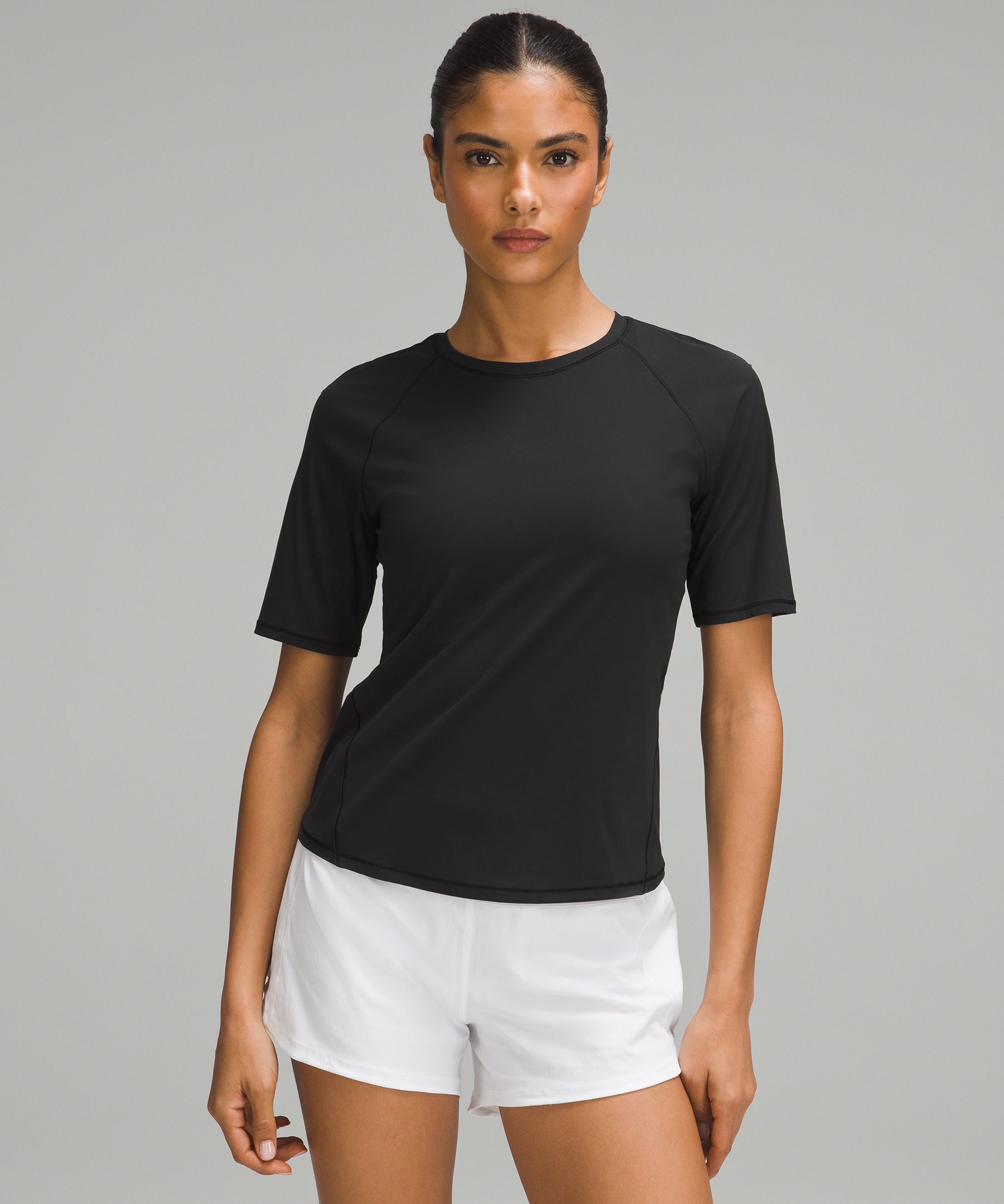 Lululemon Softstreme Gathered Crop Short Sleeve Shirt Black for