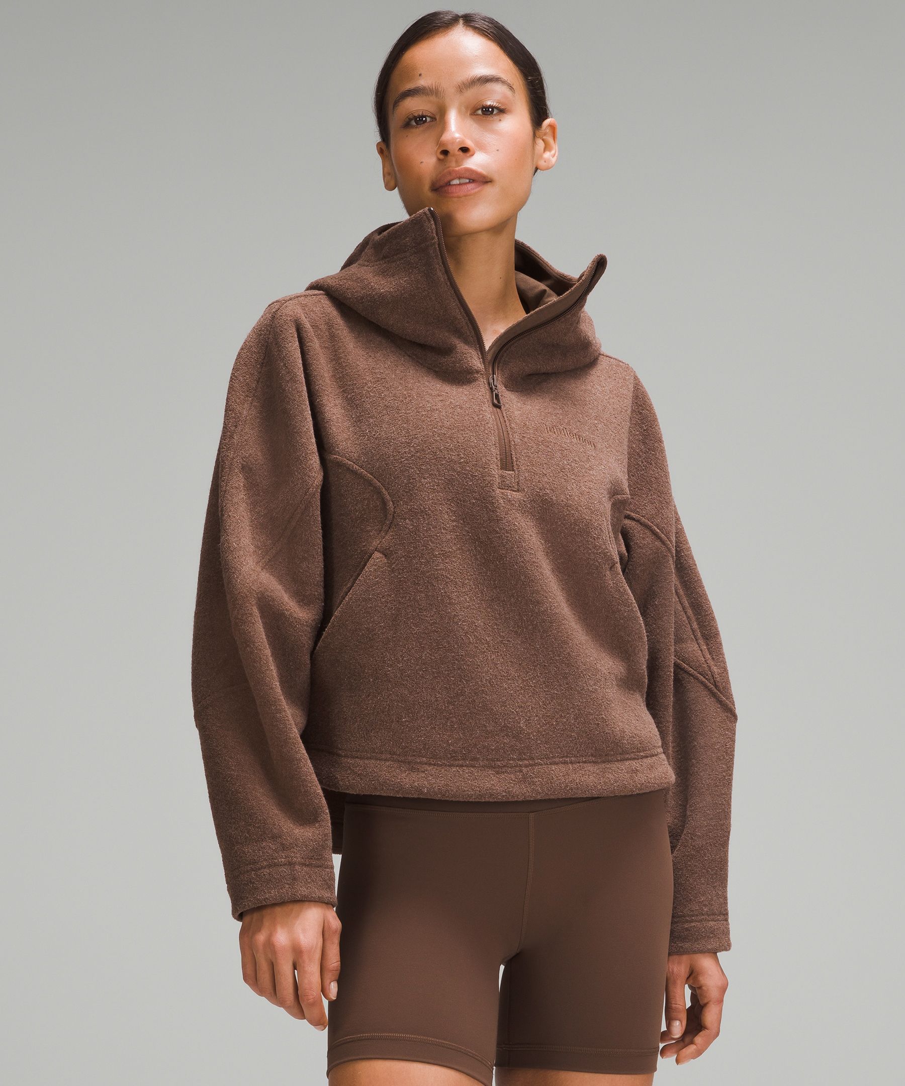 Looped Terry Fleece Half-Zip Hoodie