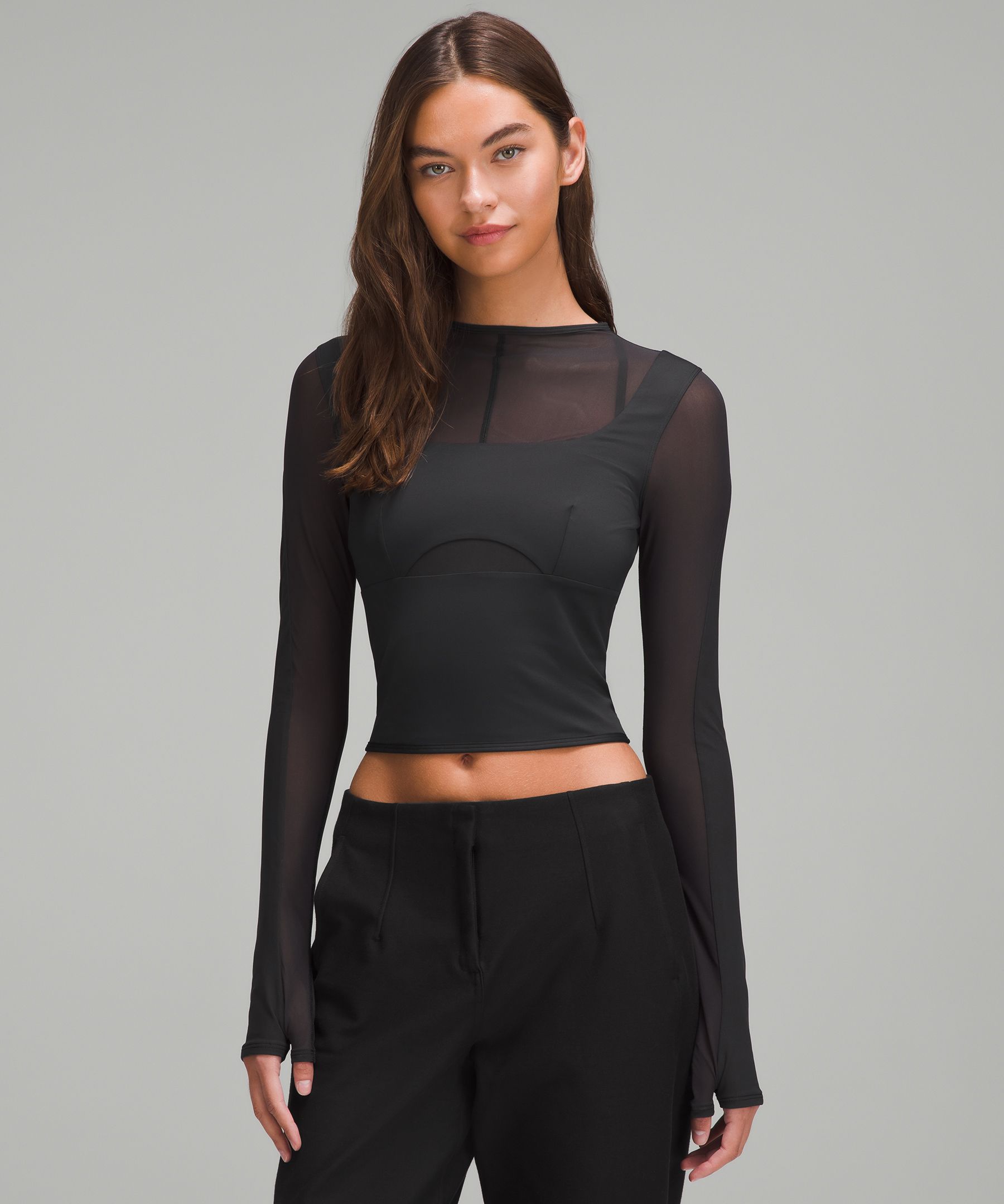 Mesh Mixed Long-Sleeve Shirt