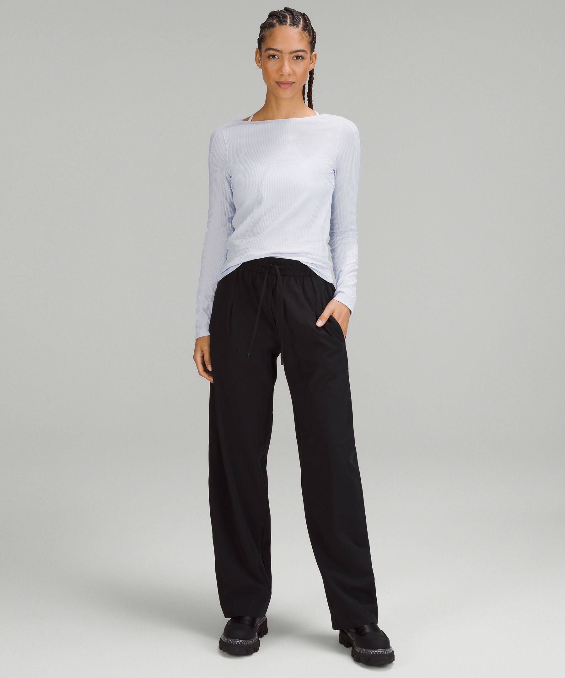 Asymmetrical Ribbed Cotton Long-Sleeve Shirt