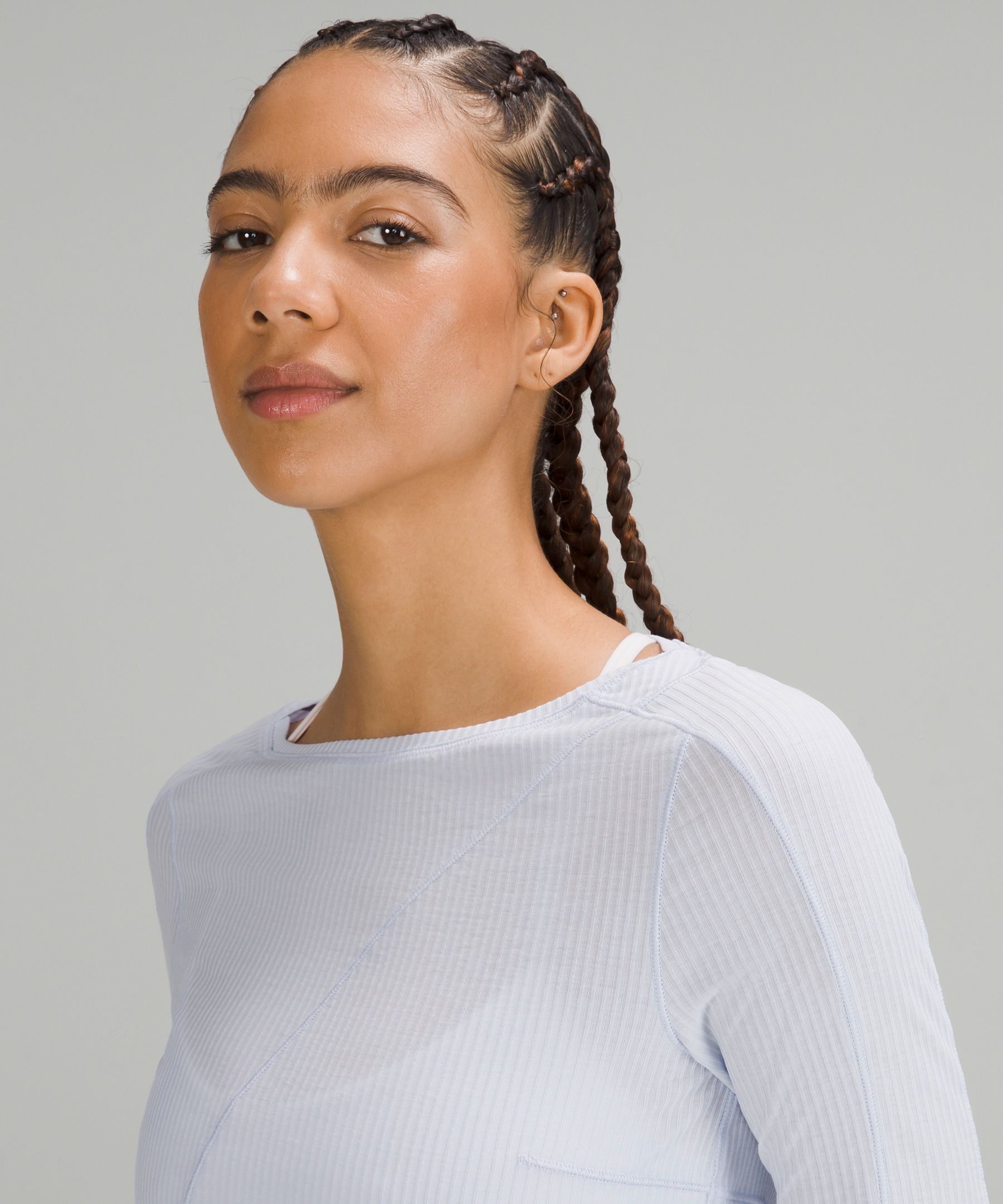 Lululemon athletica Asymmetrical Ribbed Cotton Long-Sleeve Shirt