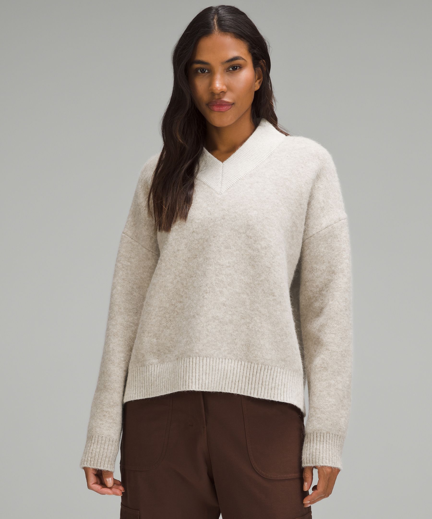 Alpaca Wool-Blend V-Neck Sweater | Women's Hoodies & Sweatshirts