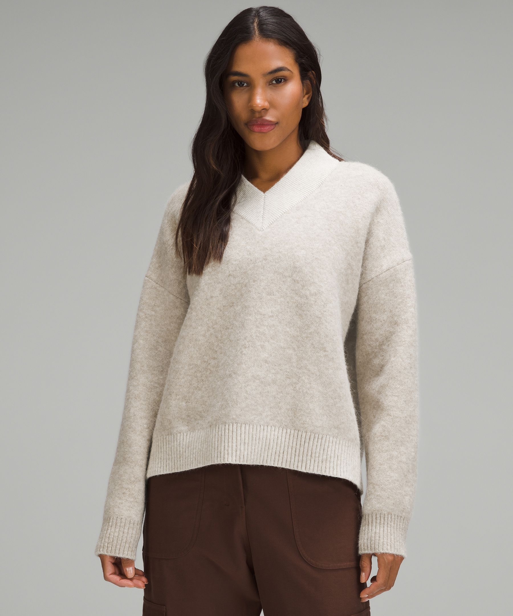 Alpaca v neck sweater sale