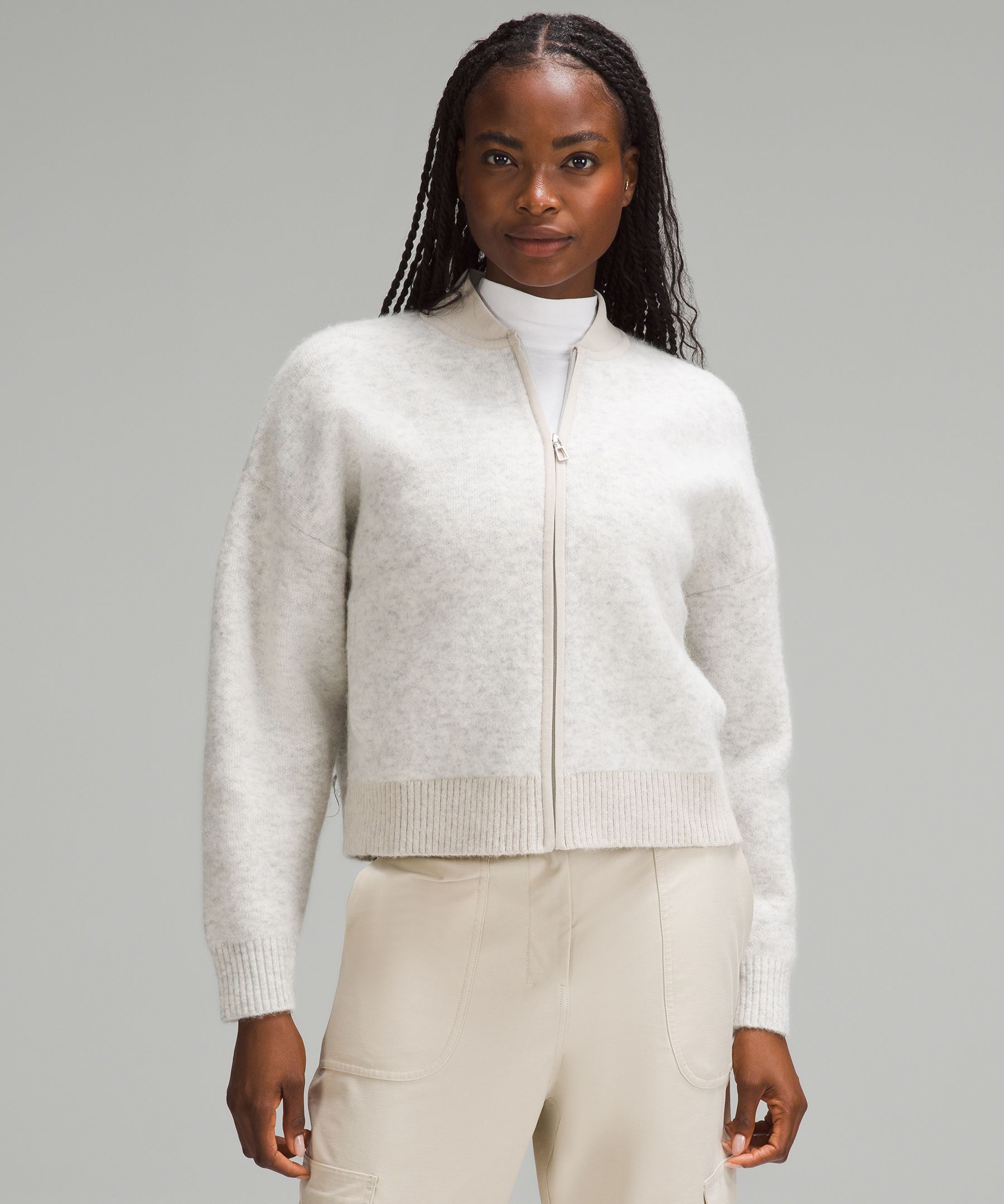 Lululemon Alpaca Wool-blend Knit Bomber Jacket