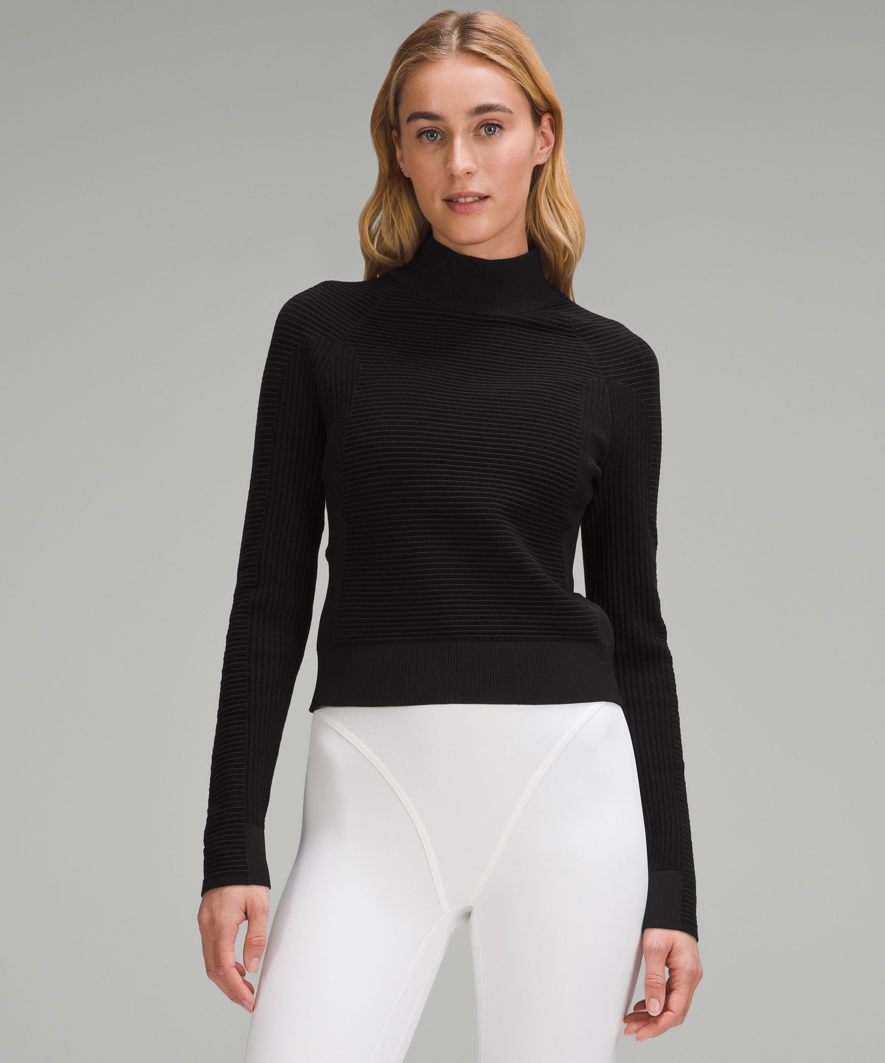 Wellness Rib Mock Neck Long Sleeve - Black