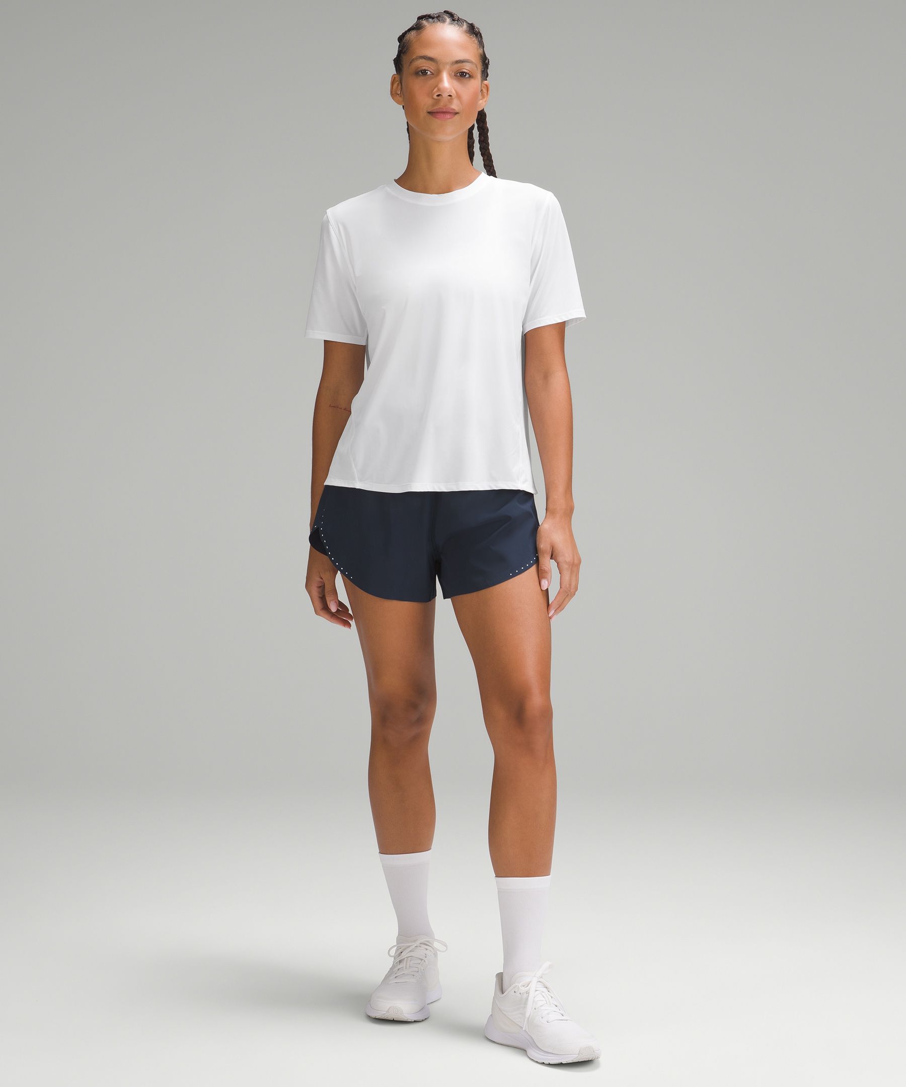 Shop Lululemon Mesh Panelled Uv Protection Running T-shirt