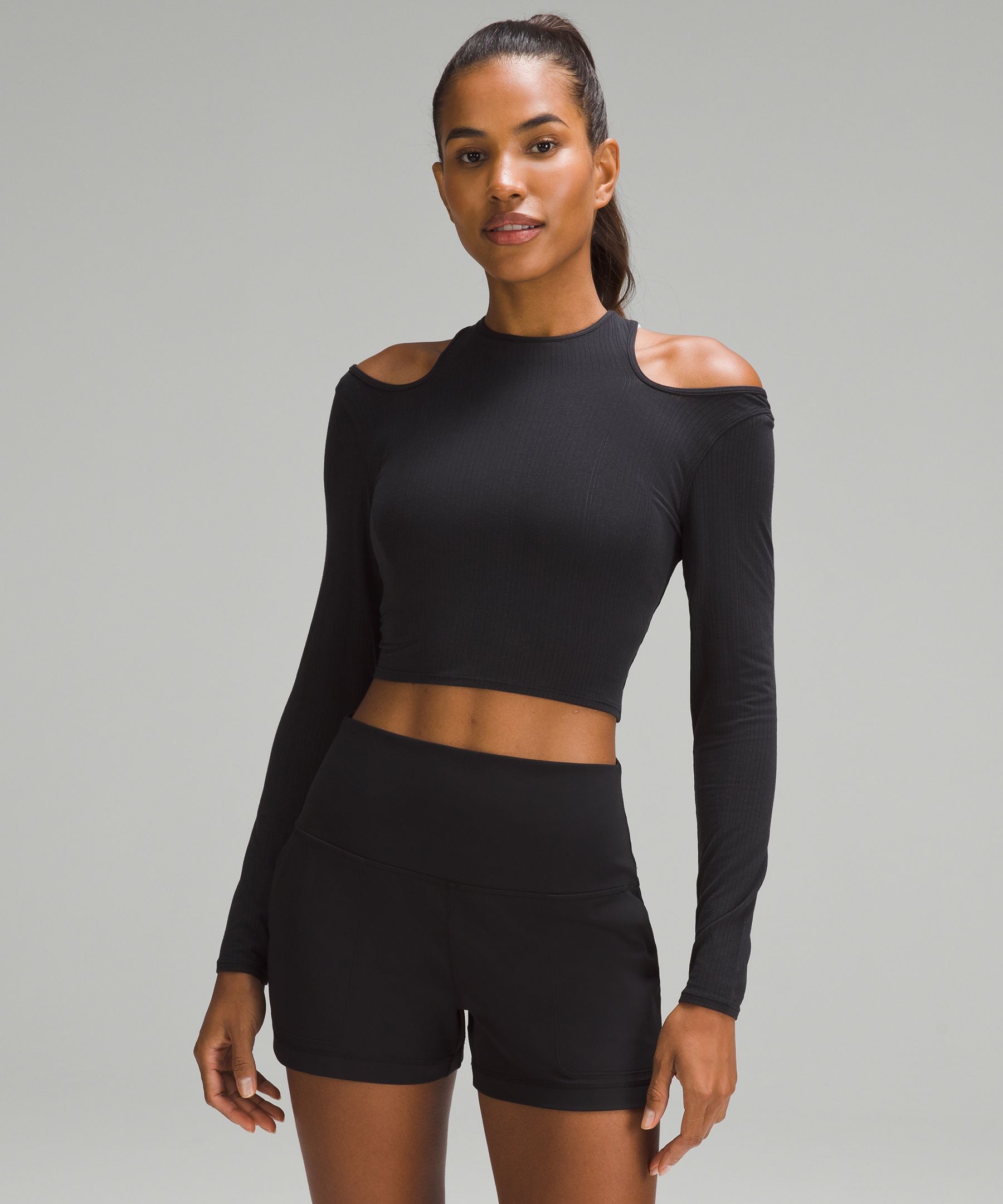 Lululemon LA Cut-Out-Waist Crop Long Sleeve - Dark Olive - lulu