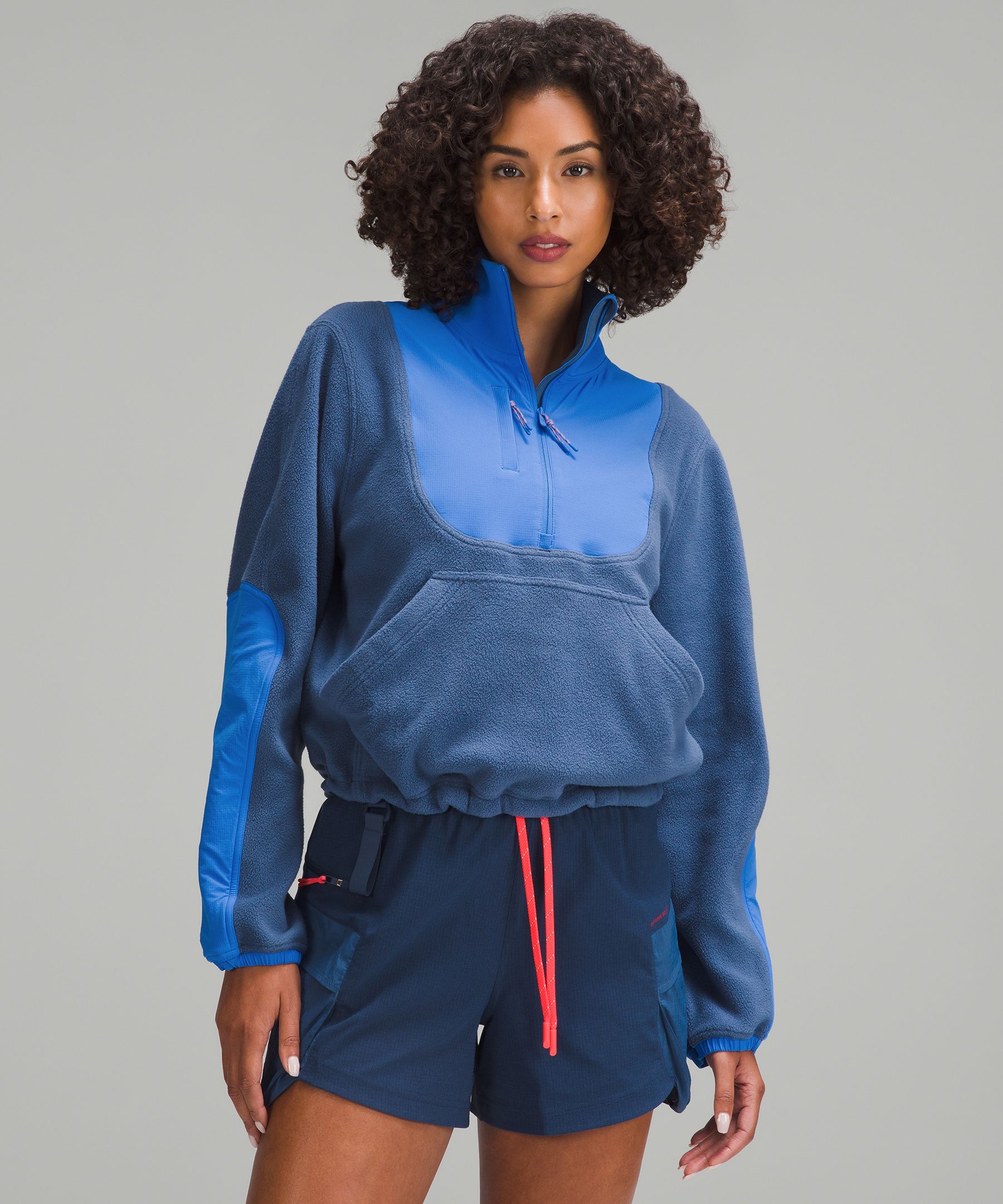 LUYAA Womens Crop Sweatshirt Quarter Zip Fleece Lined Pullover