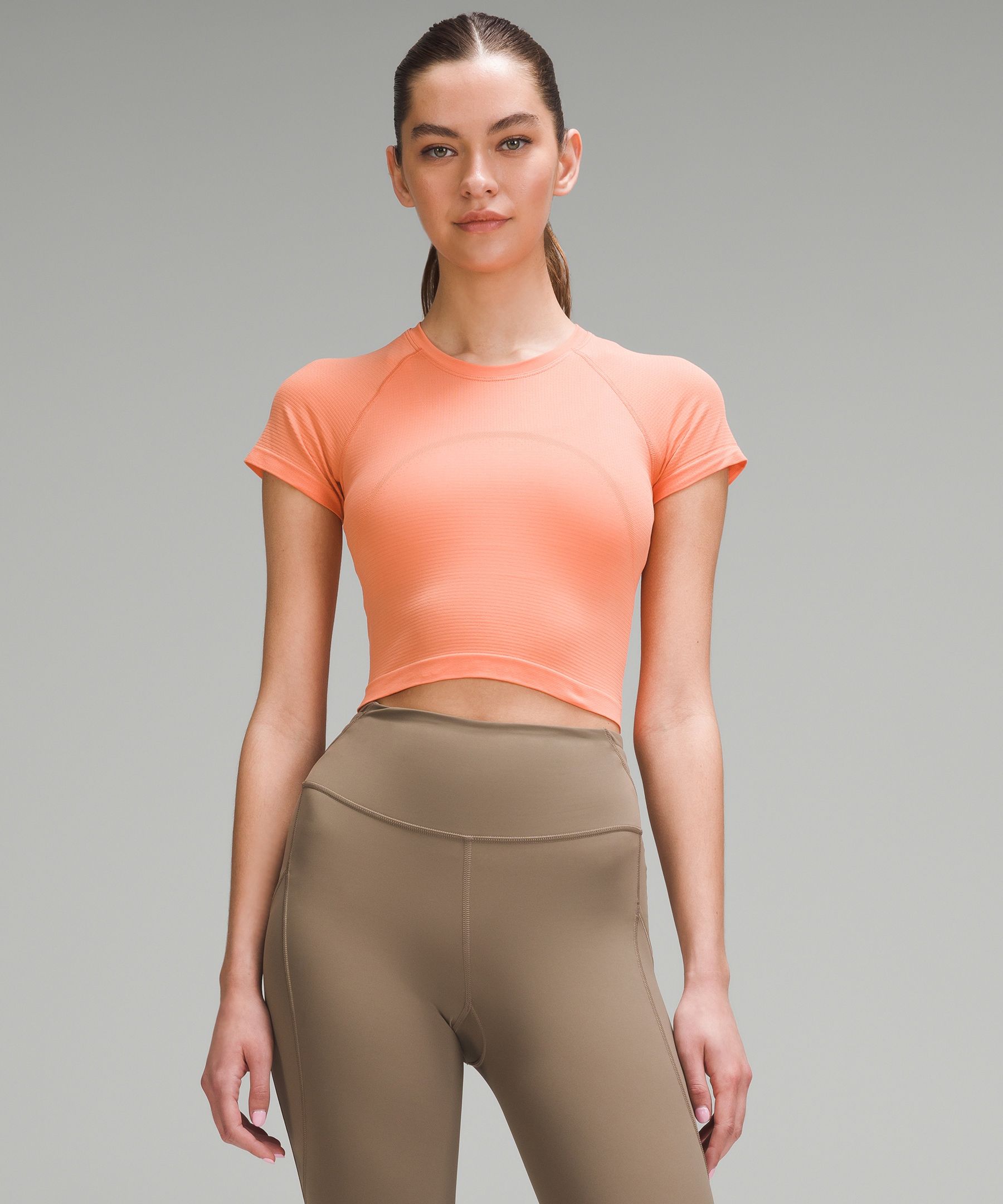 Lululemon Swiftly Tech Cropped Short-sleeve Shirt 2.0 In Orange