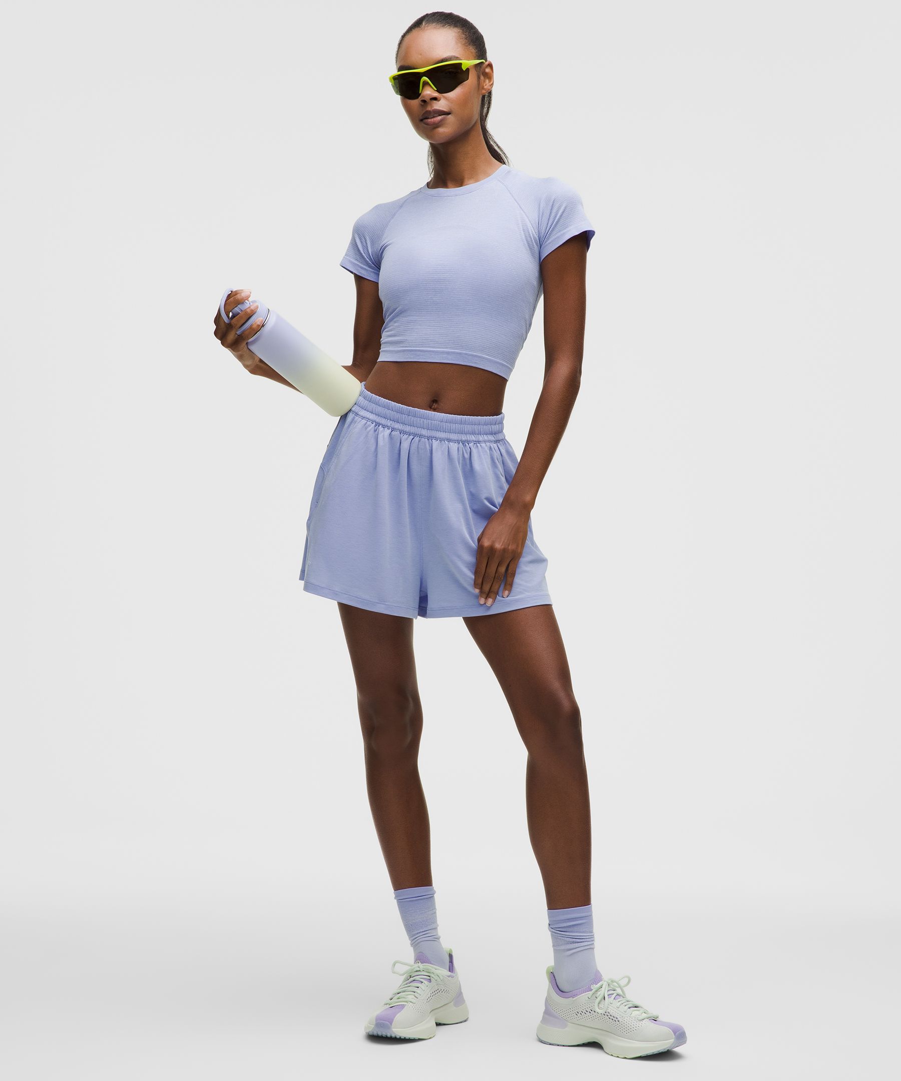 Lululemon Swiftly Tech Cropped Short-sleeve Shirt 2.0 In Blue