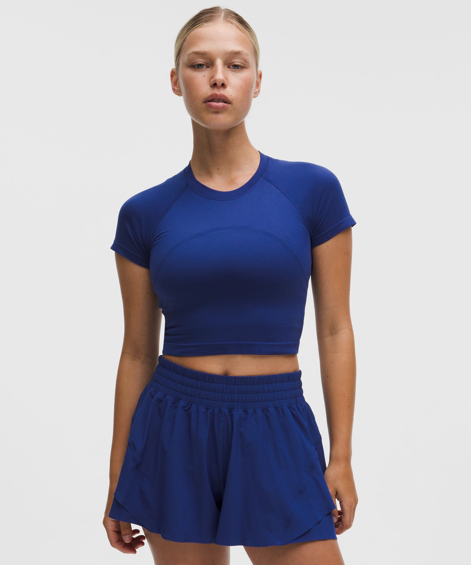 lululemon – Women’s Swiftly Tech Cropped Short-Sleeve Shirt 2.0 – Color Blue – Size 8