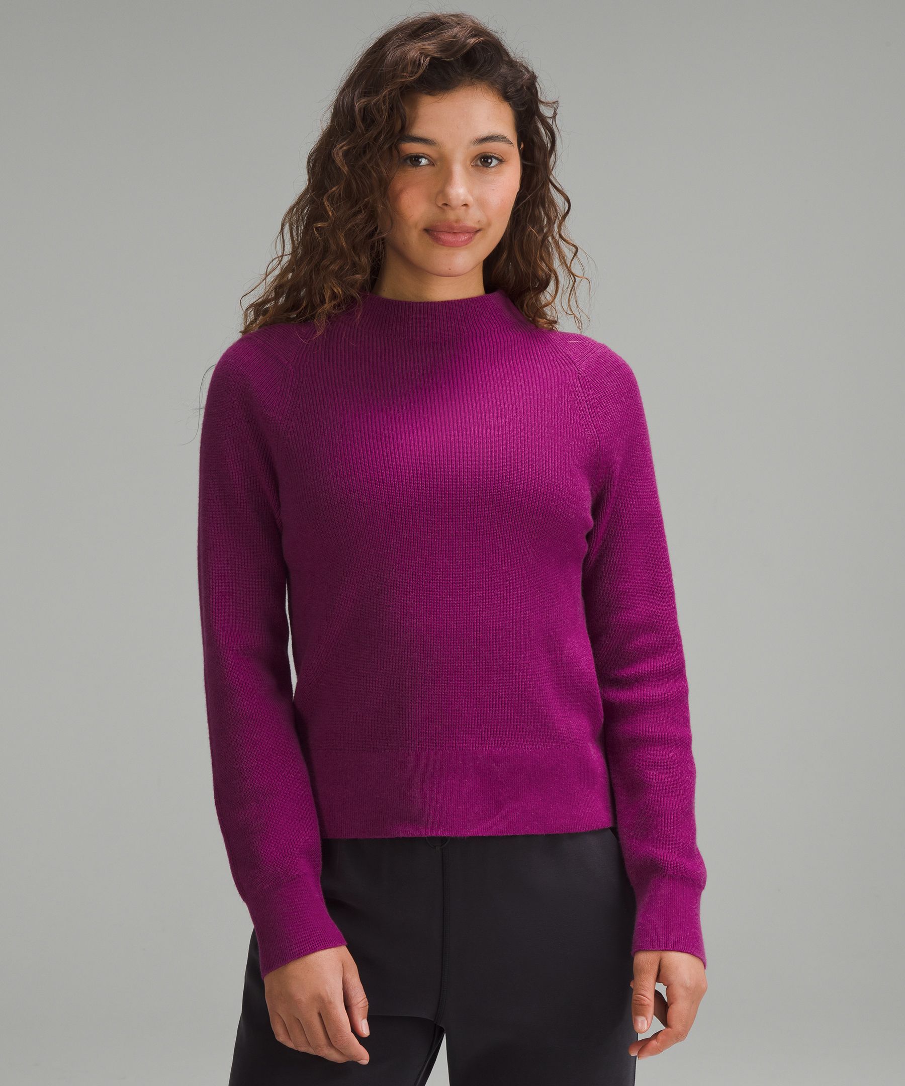 Cotton-Blend Mock Neck Sweater