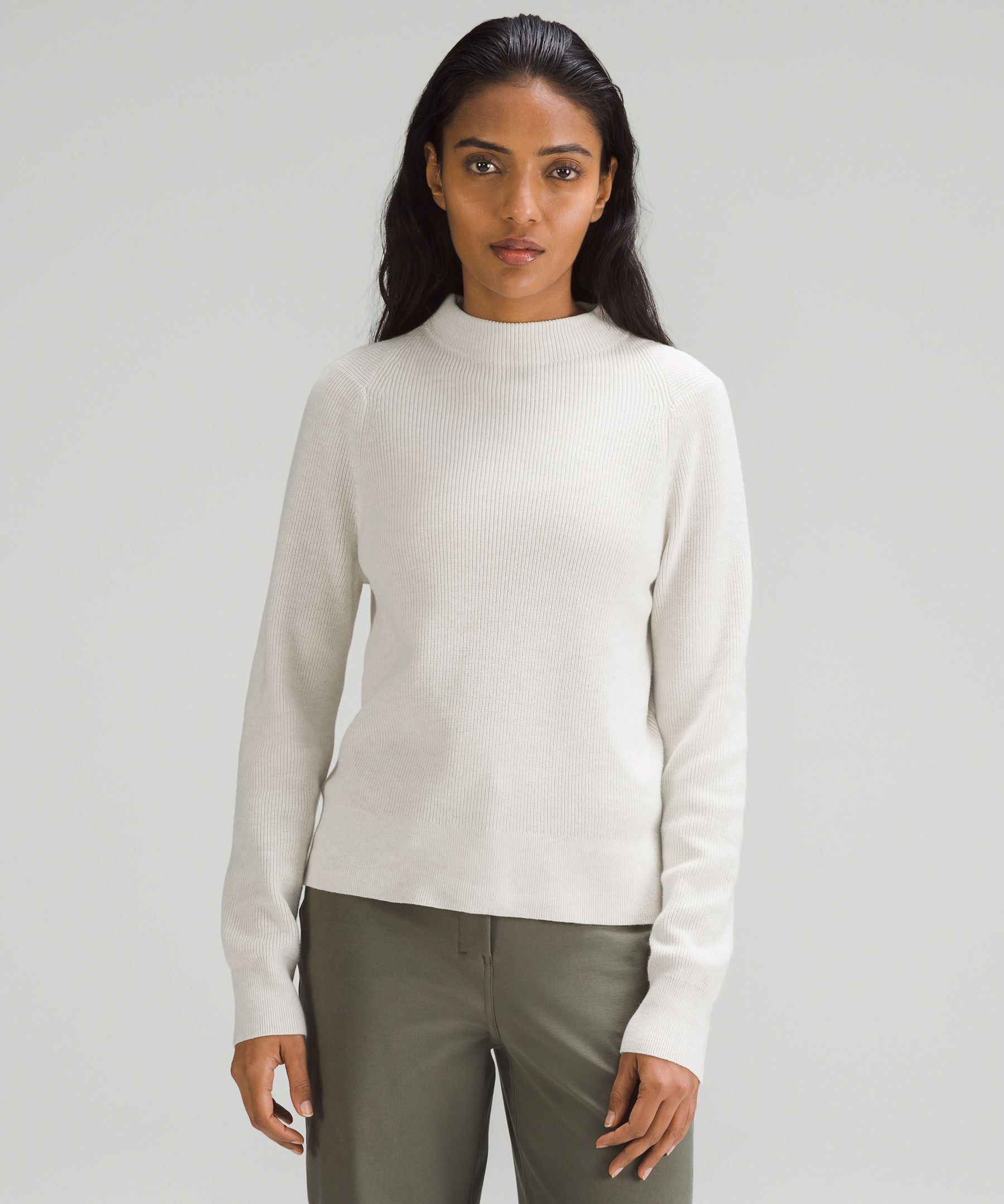 Cotton-Blend Mock-Neck Sweater | Women's Hoodies & Sweatshirts