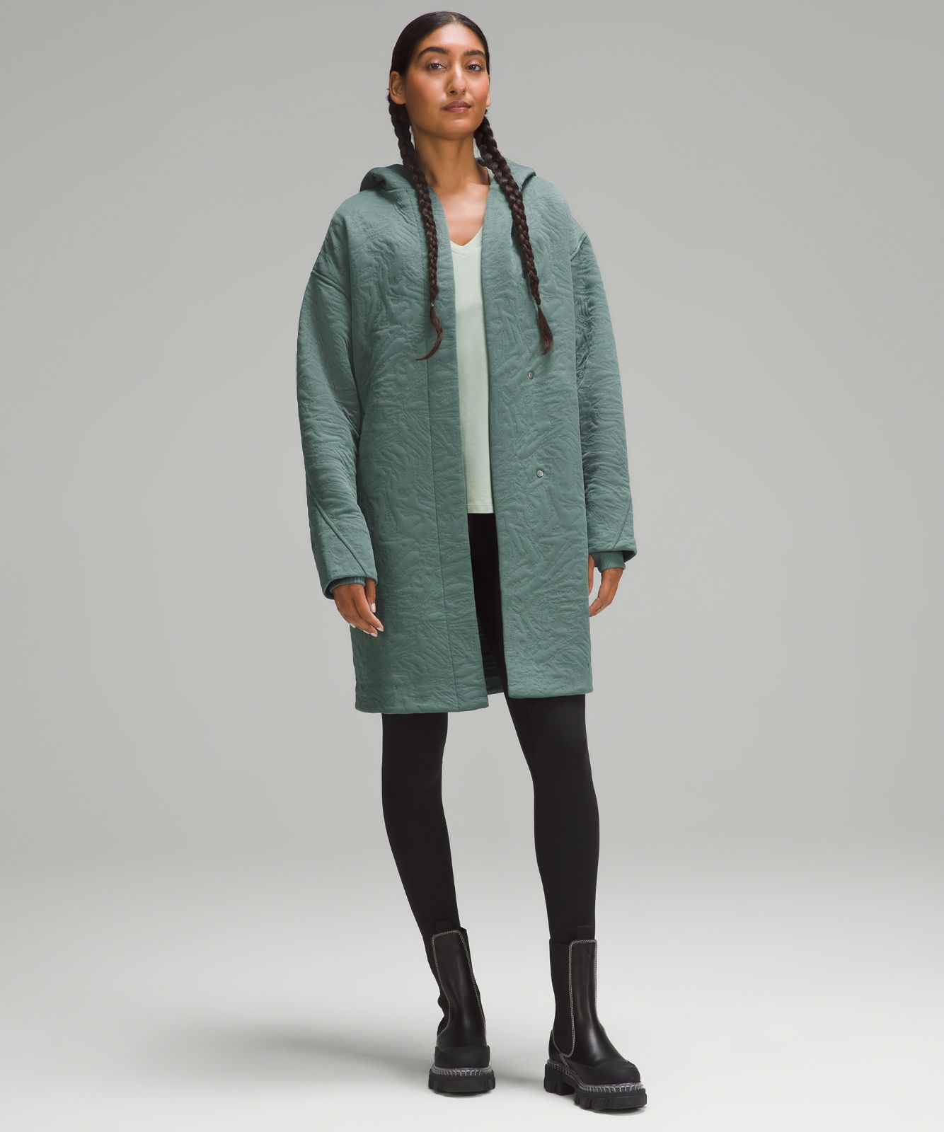 Packable Jacquard Knit Wrap, Coats and Jackets