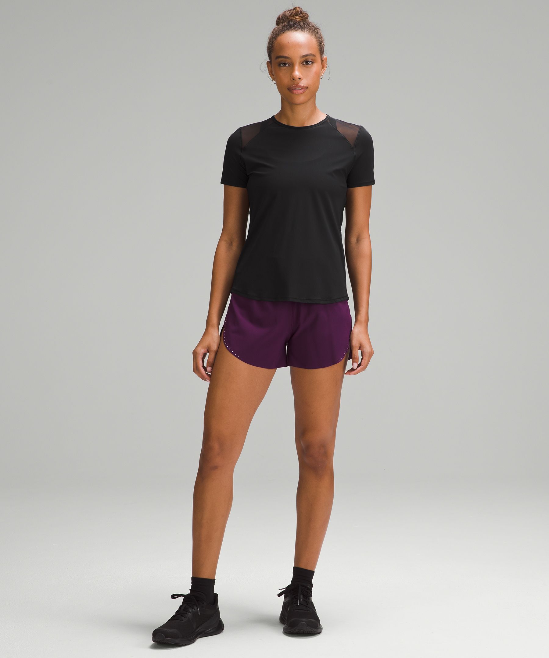 Lululemon Womens Black Cotton French Terry + Swift Short Sleeve T-Shirt  Size 10 