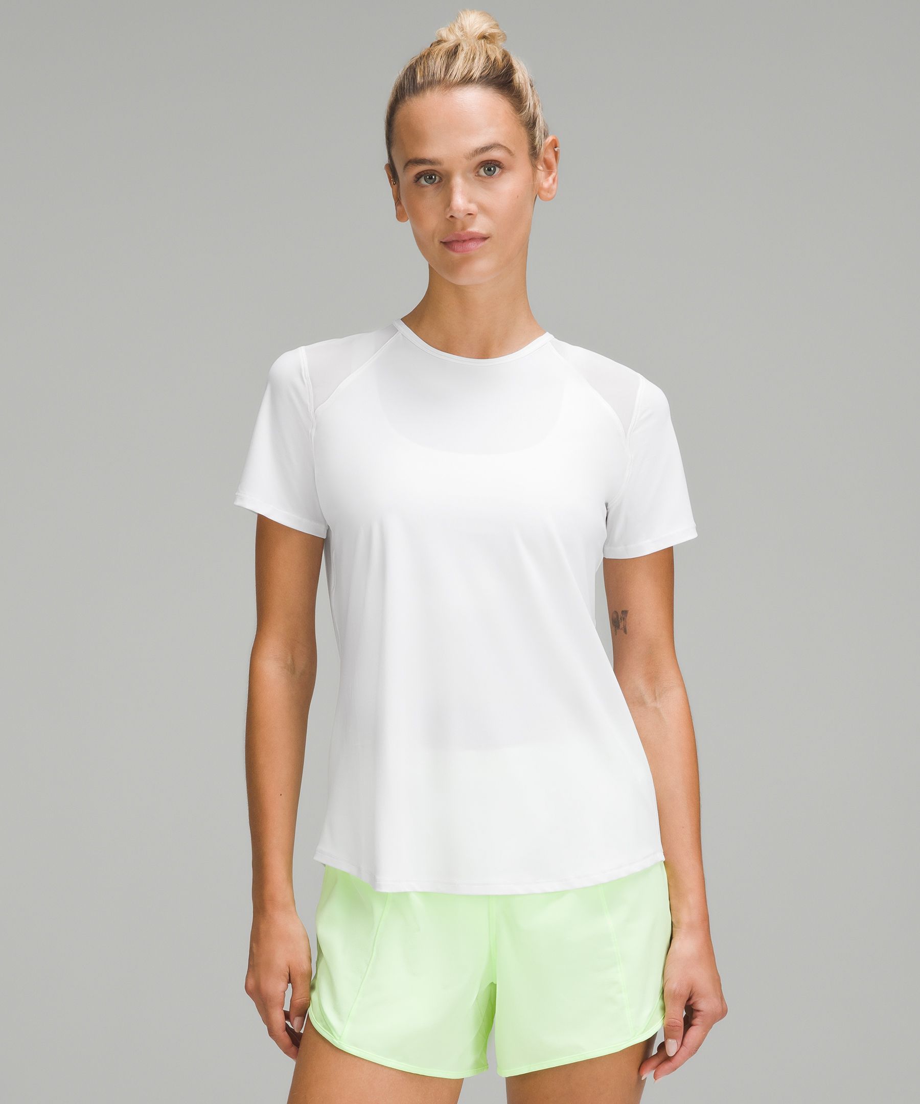 Lululemon Set The Course White Mesh Short Sleeve Top 6