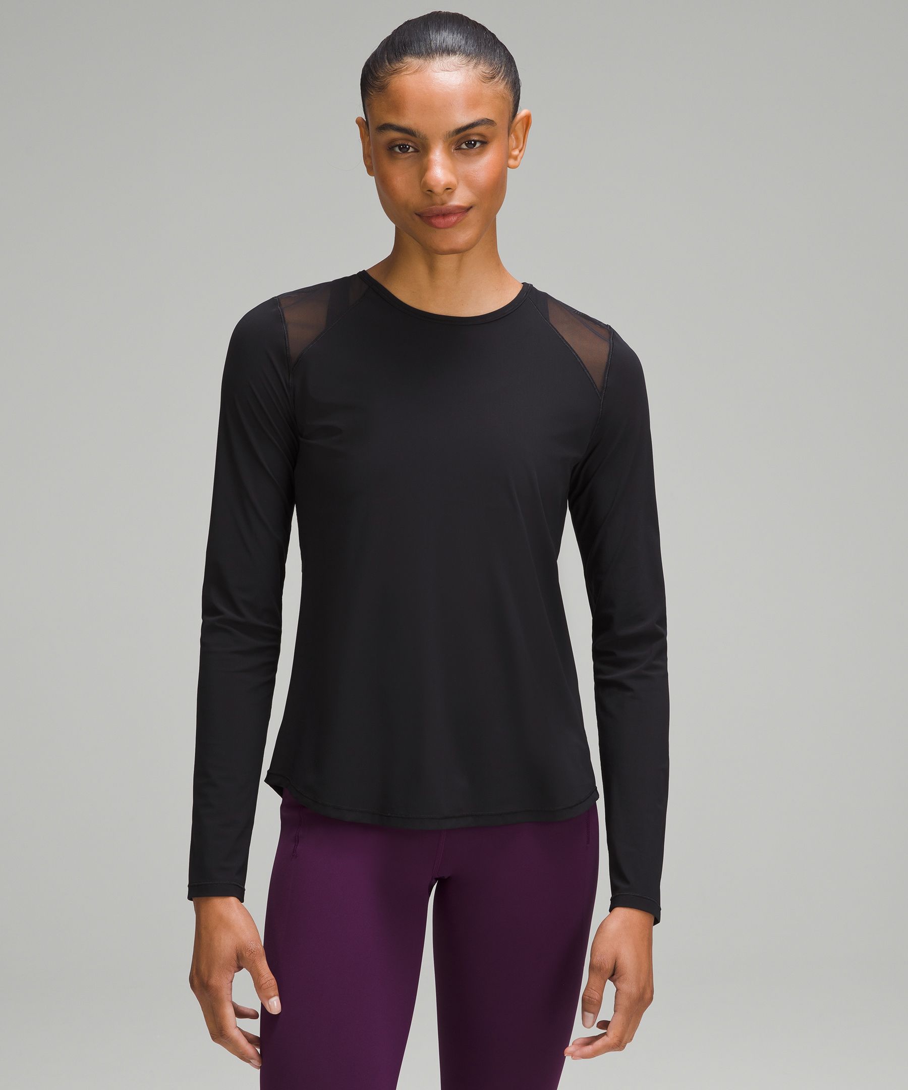 Deep Cut Shirtwomen's Long Sleeve Yoga Top - Slim Fit Compression Shirt  For Fitness
