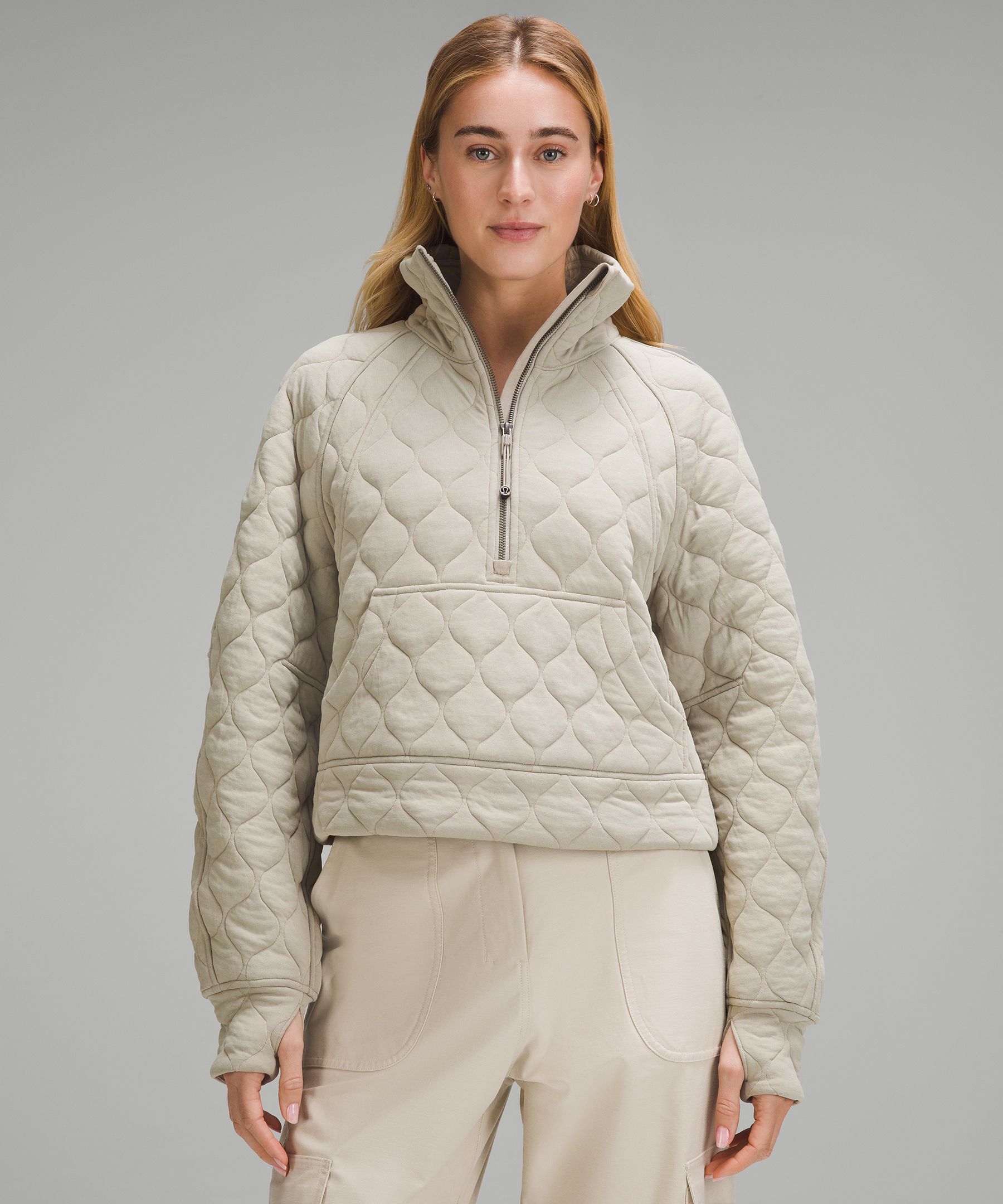 Scuba Oversized Quilted Half Zip, Women's Hoodies & Sweatshirts