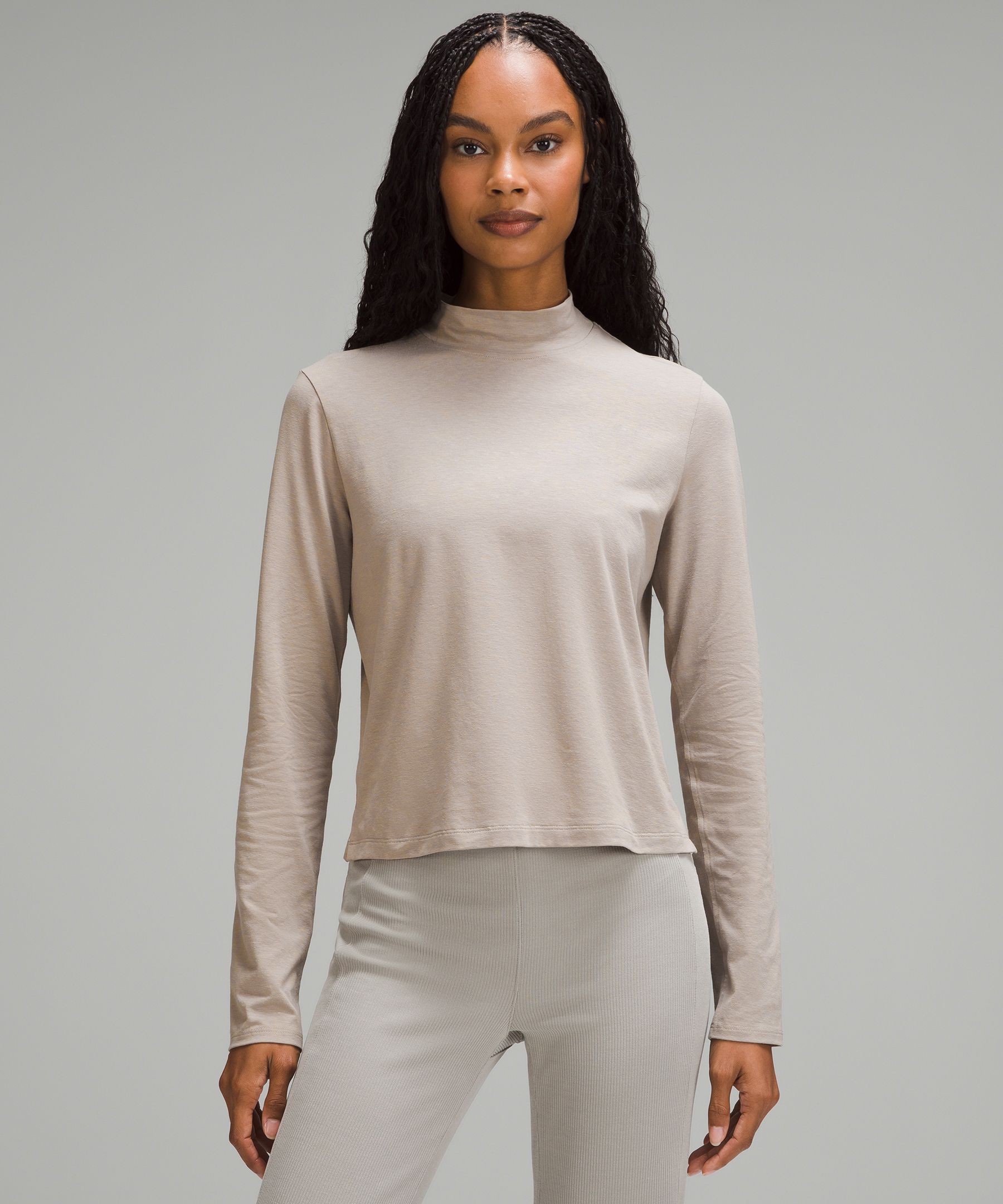Lululemon Classic-Fit Cotton-Blend Mockneck Long-Sleeve Shirt