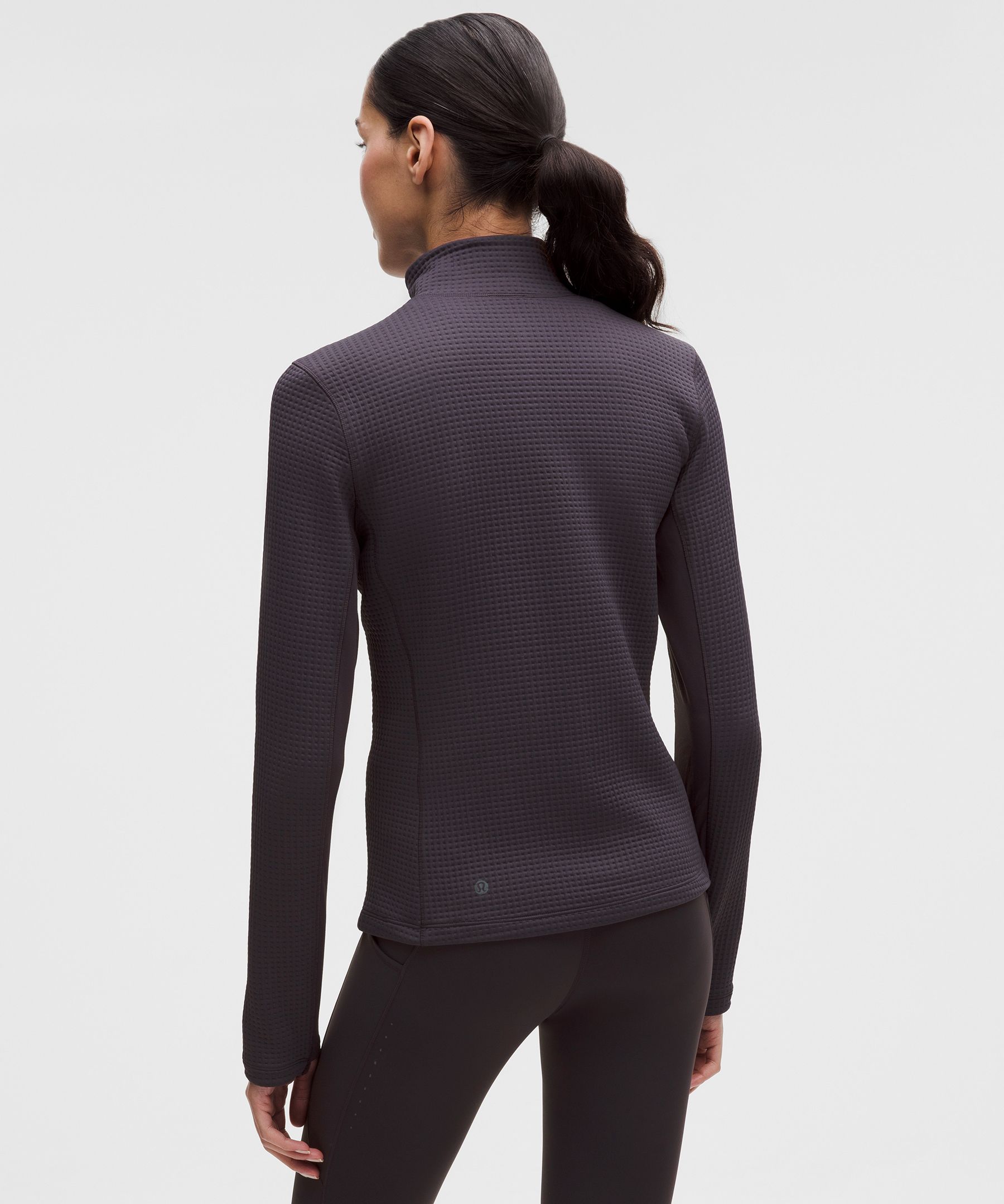 Lululemon Waffle-knit Half-zip Long-sleeve Shirt In Black