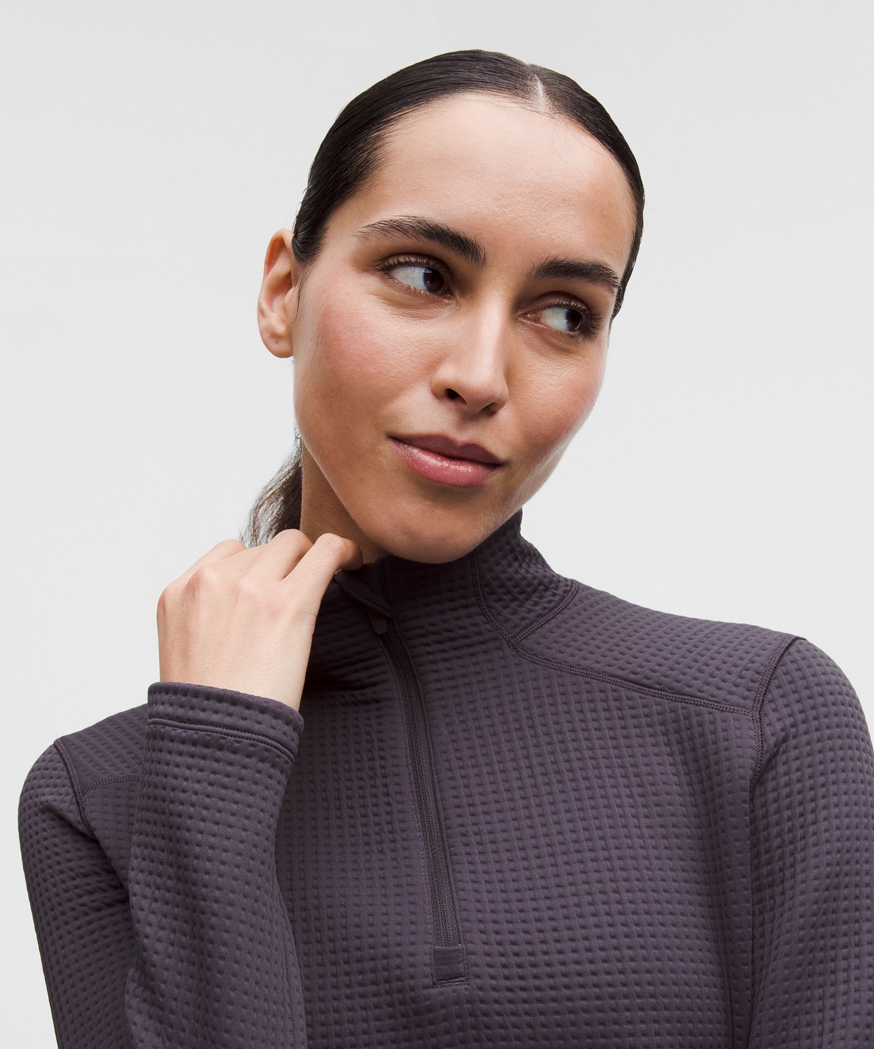 Lululemon Waffle-knit Half-zip Long-sleeve Shirt In Black