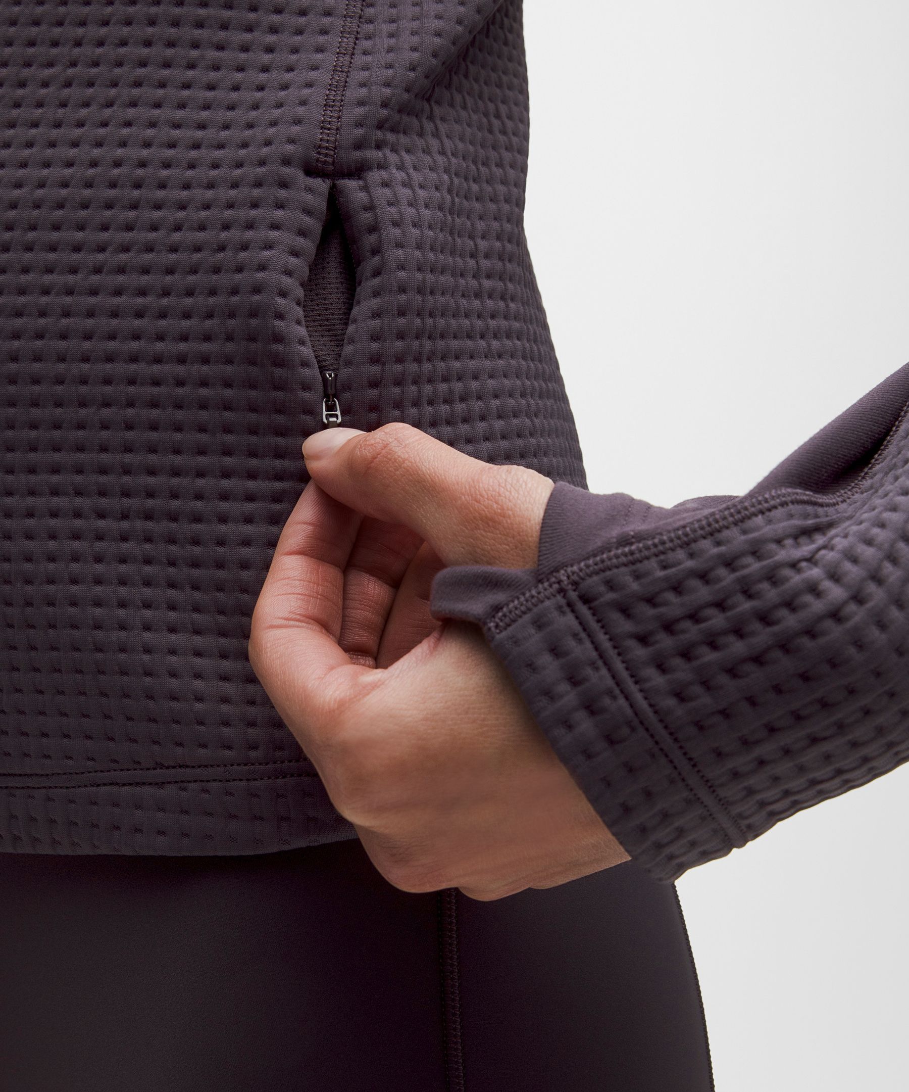Lululemon Waffle-knit Half-zip Long-sleeve Shirt In Black