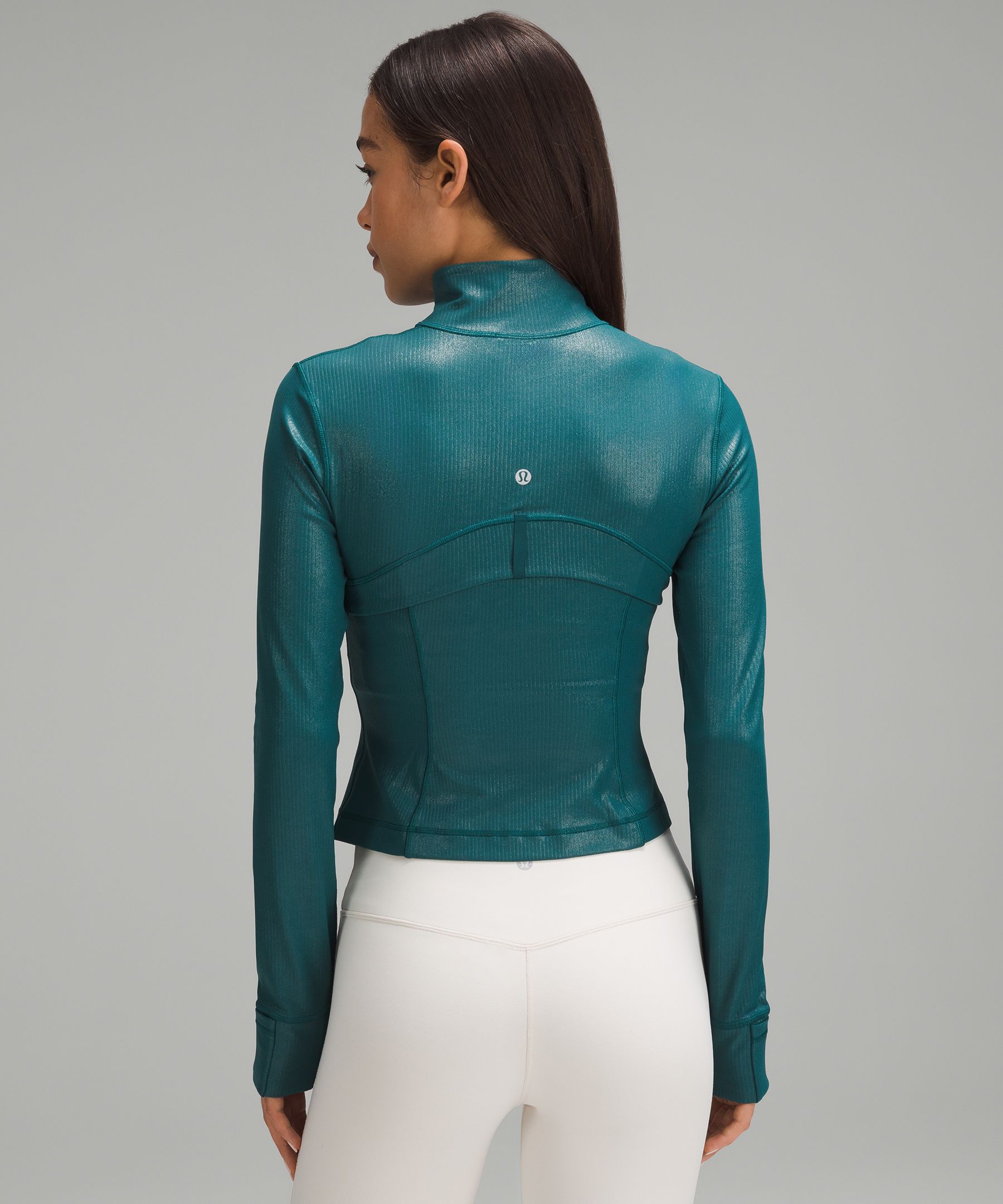 lululemon athletica Define Cropped Jacket Nulu color:storm teal size 4  workout