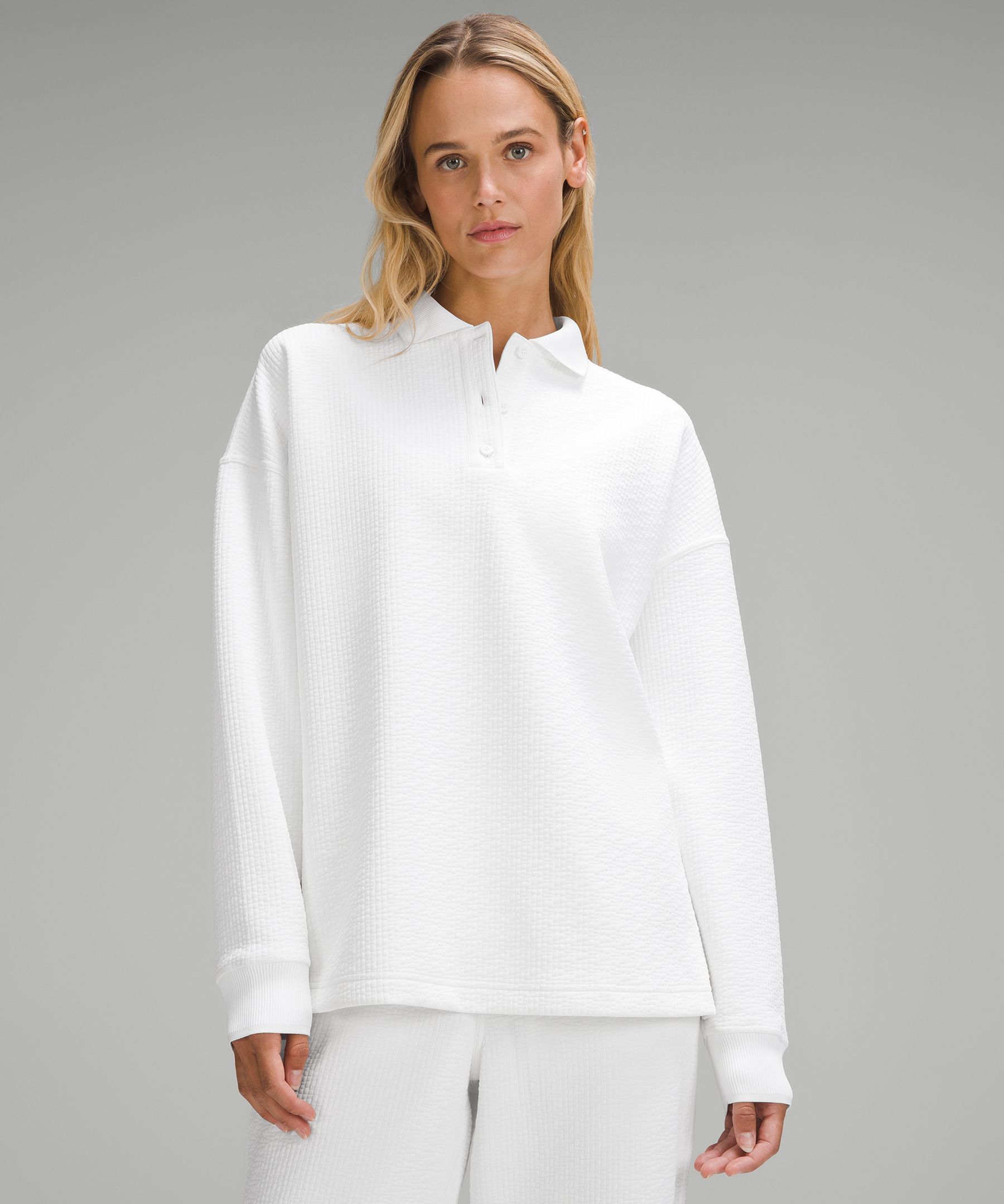 Long sleeve white 2024 polo shirt womens