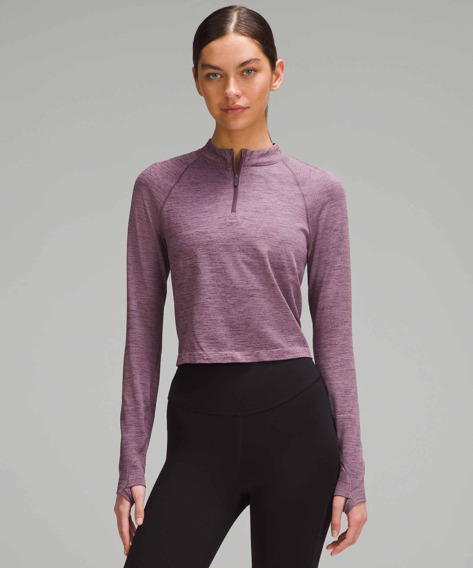 Lululemon Swiftly Tech Mockneck Half Zip 2.0 Race Length In Purple