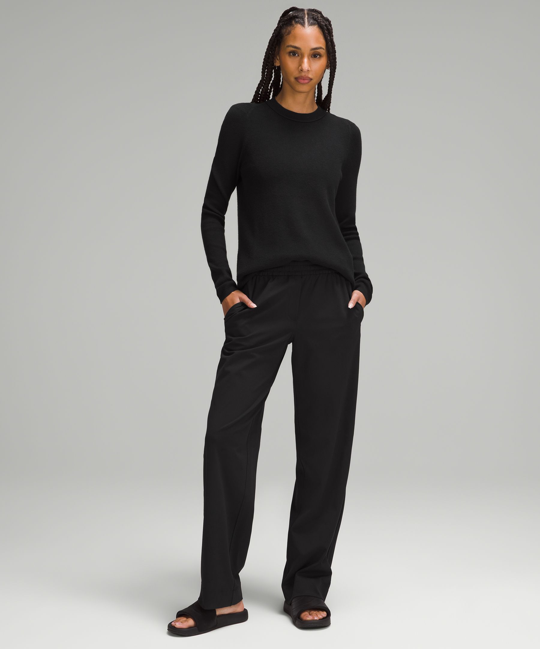 Women's Cold Shoulder Sweater and Matching Pants Set - Khaki
