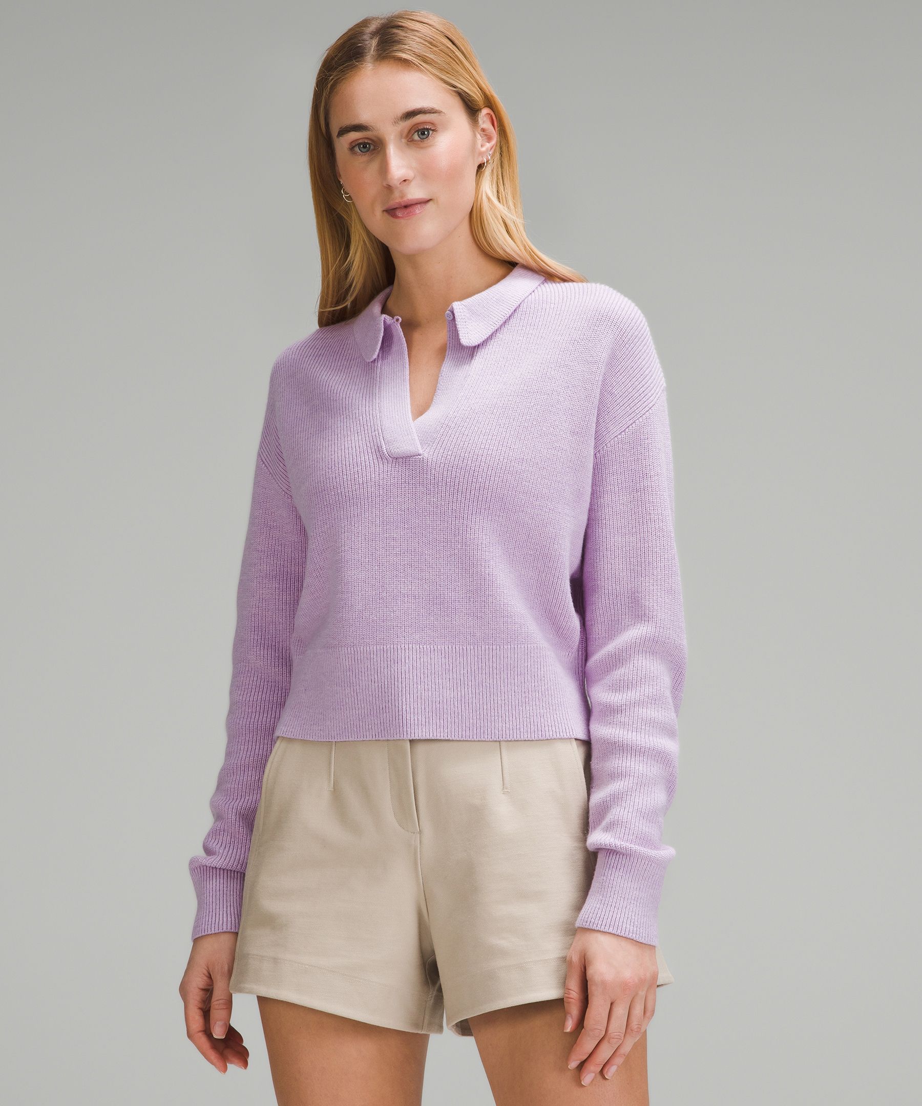 Shop Lululemon Collared Merino Wool-blend Sweater
