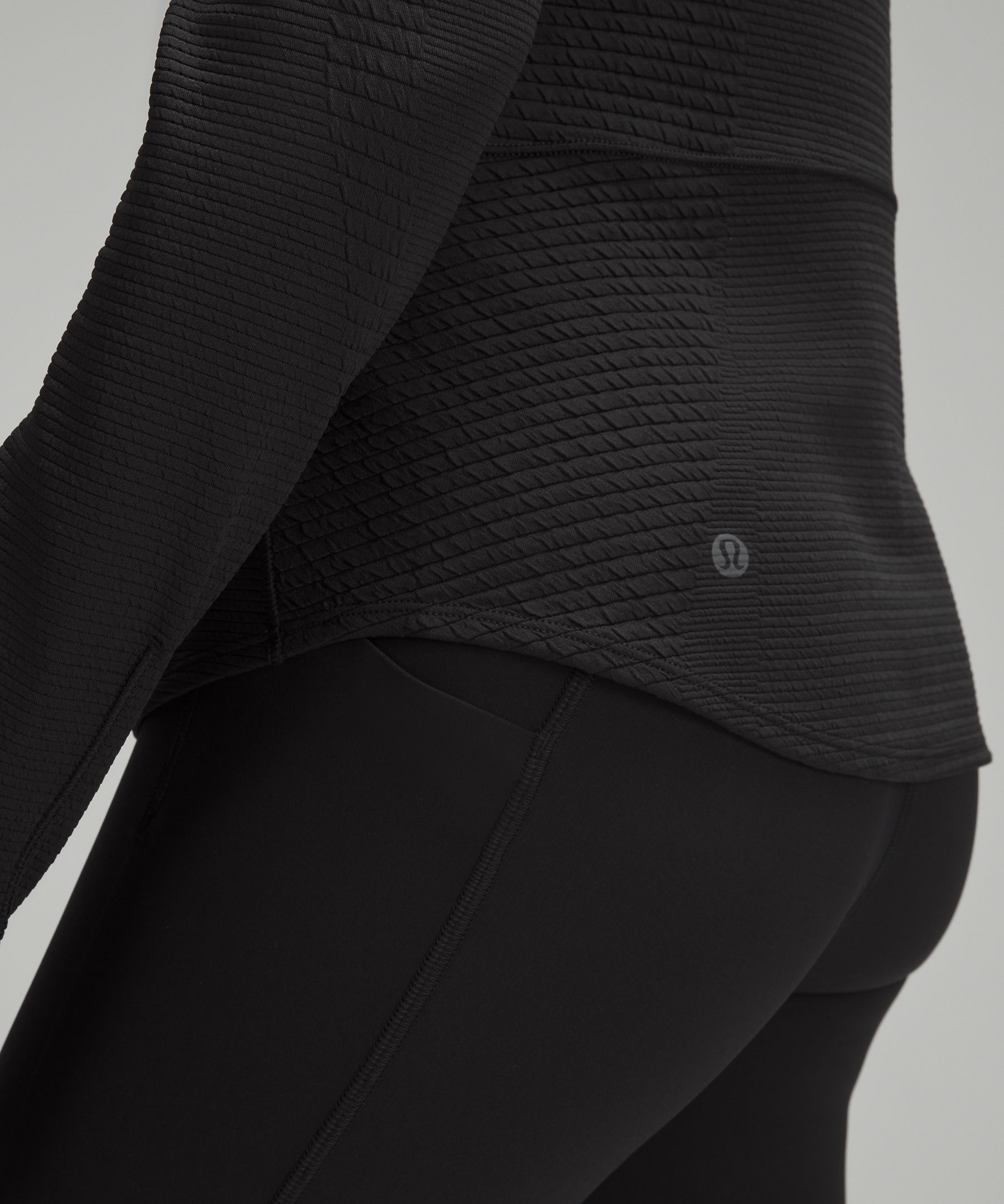 Lululemon NEW LULULEMON Think Fast Long Sleeve Top 6 Black Herringbone