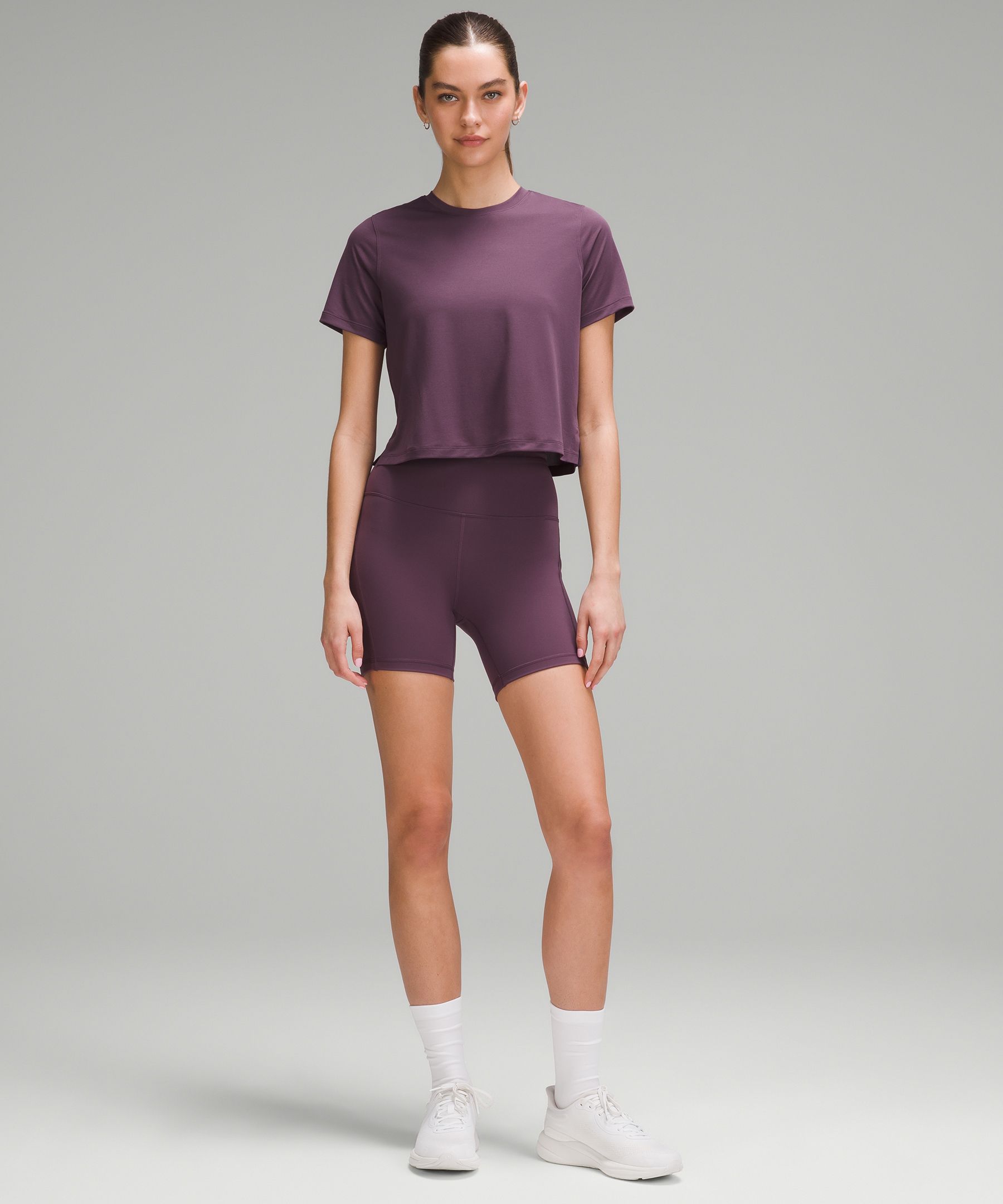 Lululemon Shirt Womens L Purple Short Sleeve Round Neck Tee Athletic  Outdoor Gym