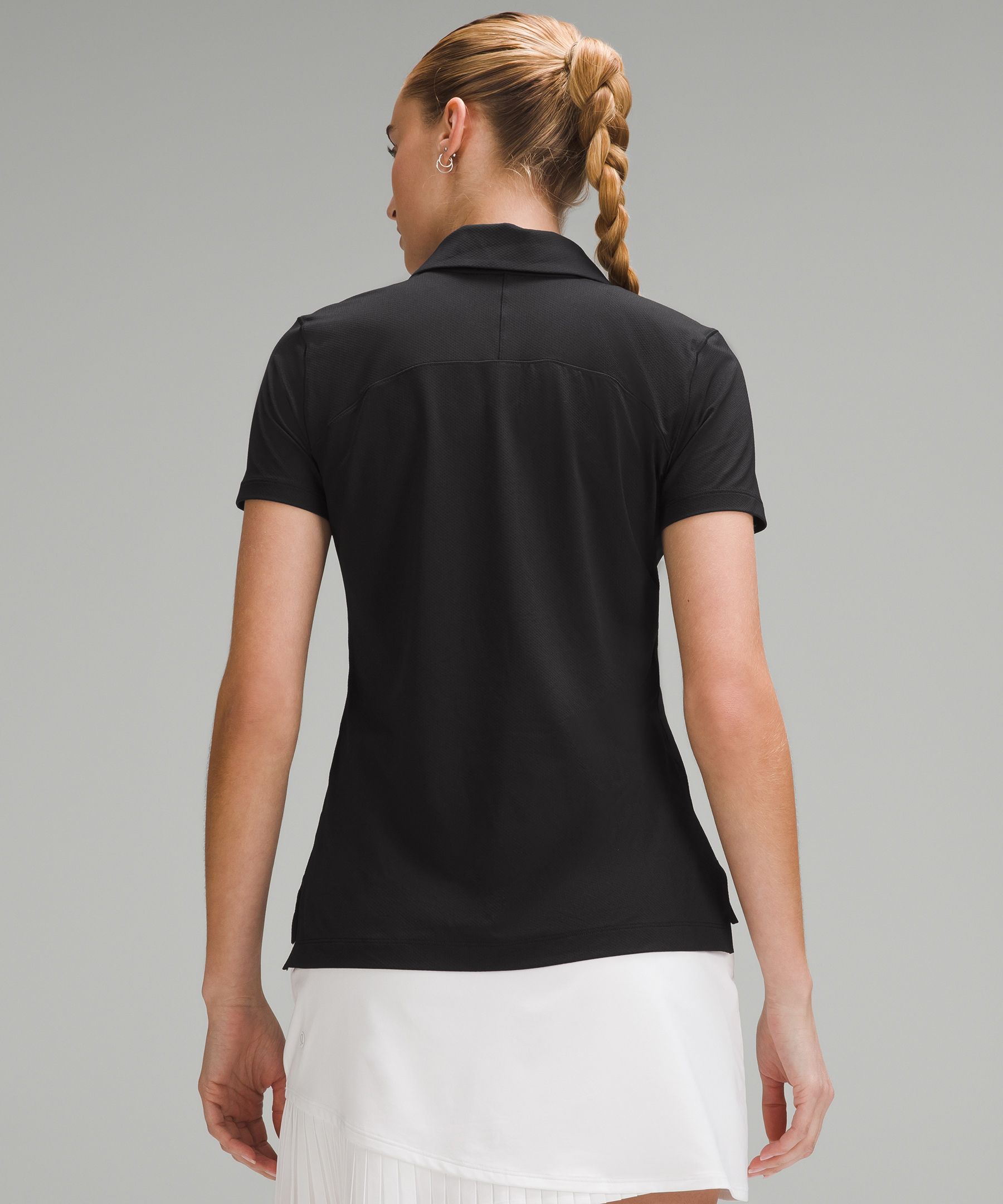 Shop Lululemon Quick Dry Short-sleeve Polo Shirt Straight Hem