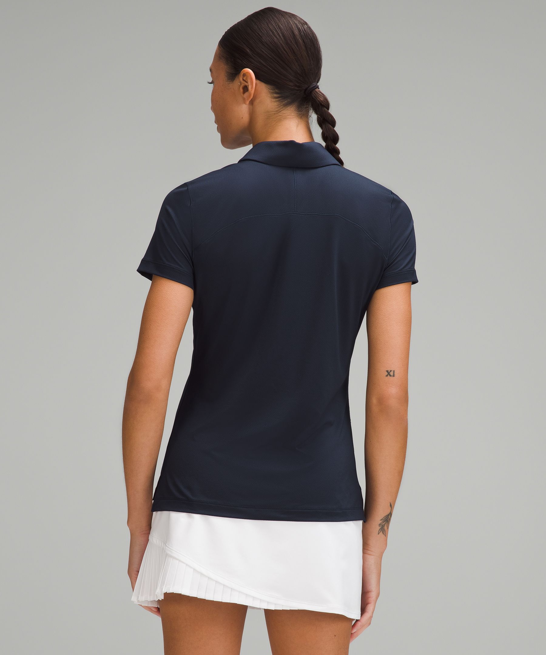 Shop Lululemon Quick Dry Short-sleeve Polo Shirt Straight Hem