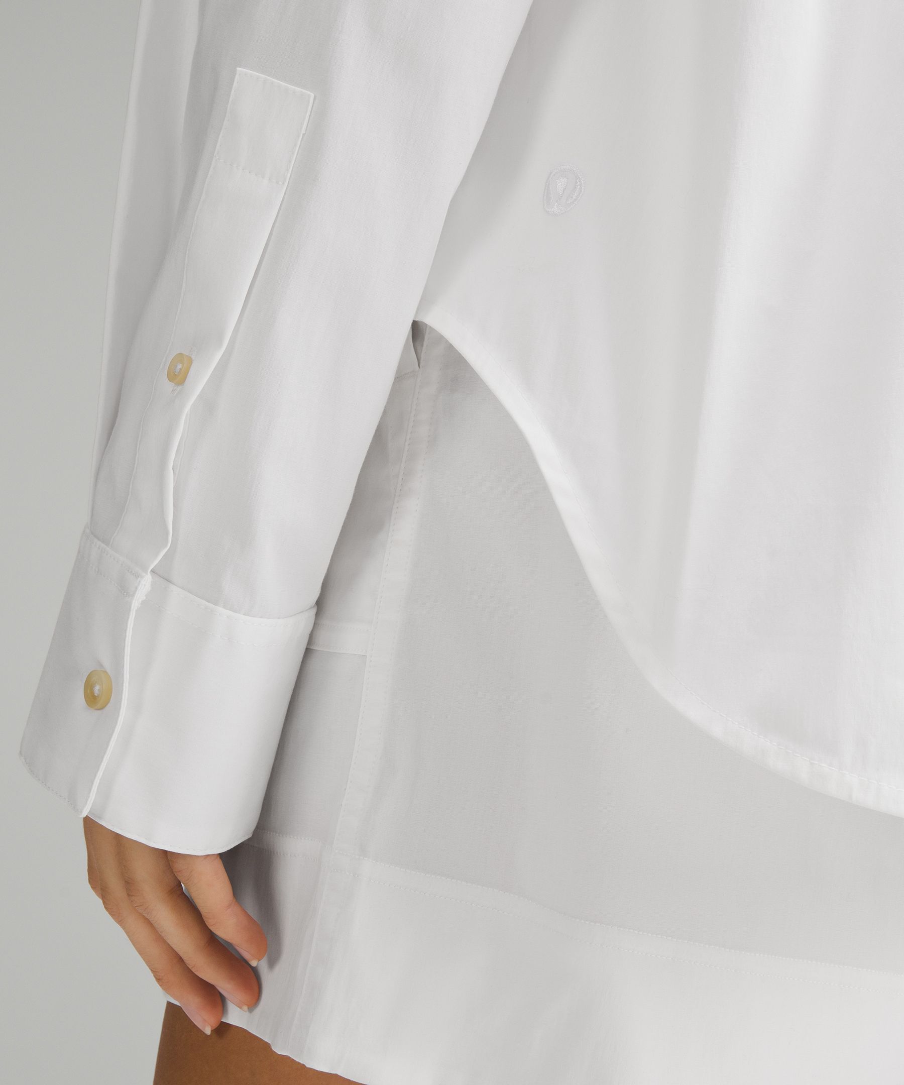 Shop Lululemon Relaxed-fit Cotton-blend Poplin Button-down Shirt