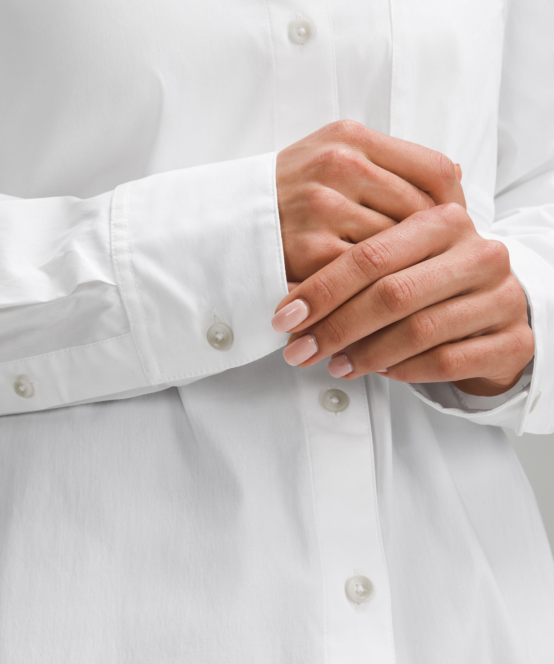 Relaxed-Fit Cotton-Blend Poplin Button-Down Shirt | Women's Long Sleeve Shirts