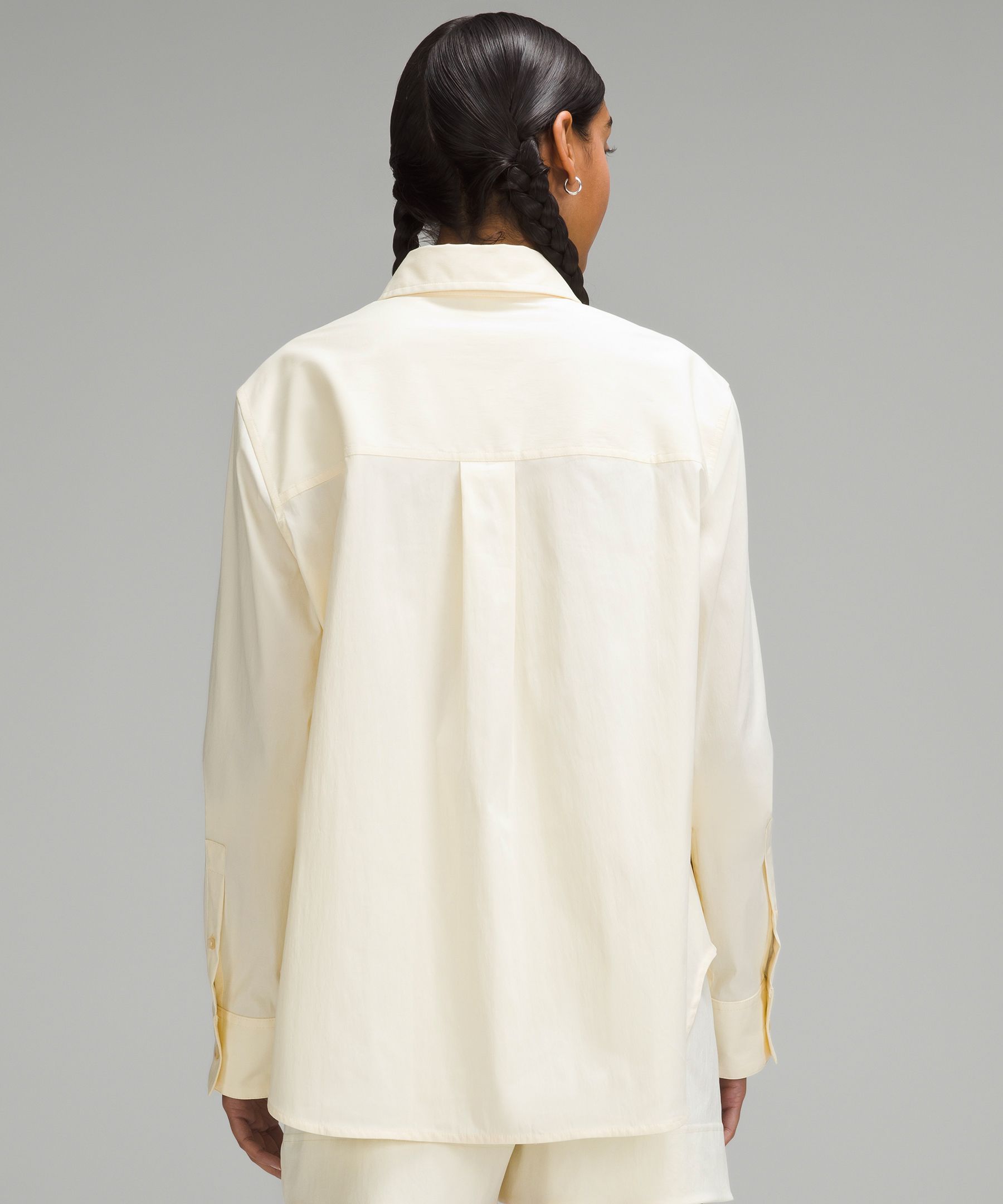 Lululemon Relaxed-fit Cotton-blend Poplin Button-down Shirt In Neutral