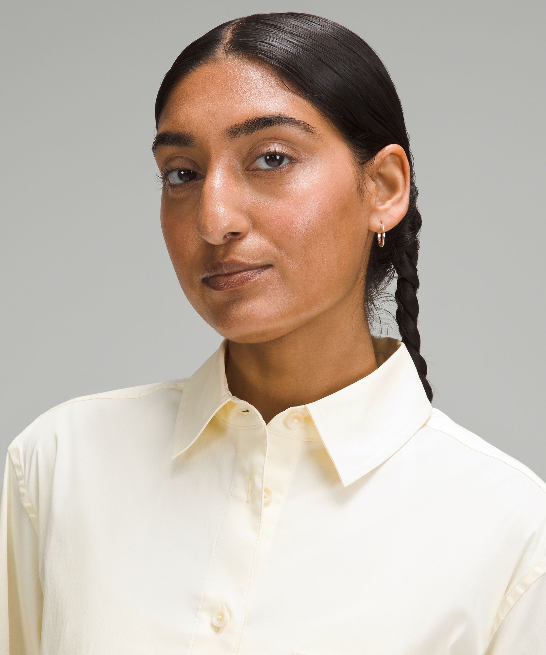 Lululemon Relaxed-fit Cotton-blend Poplin Button-down Shirt In Neutral